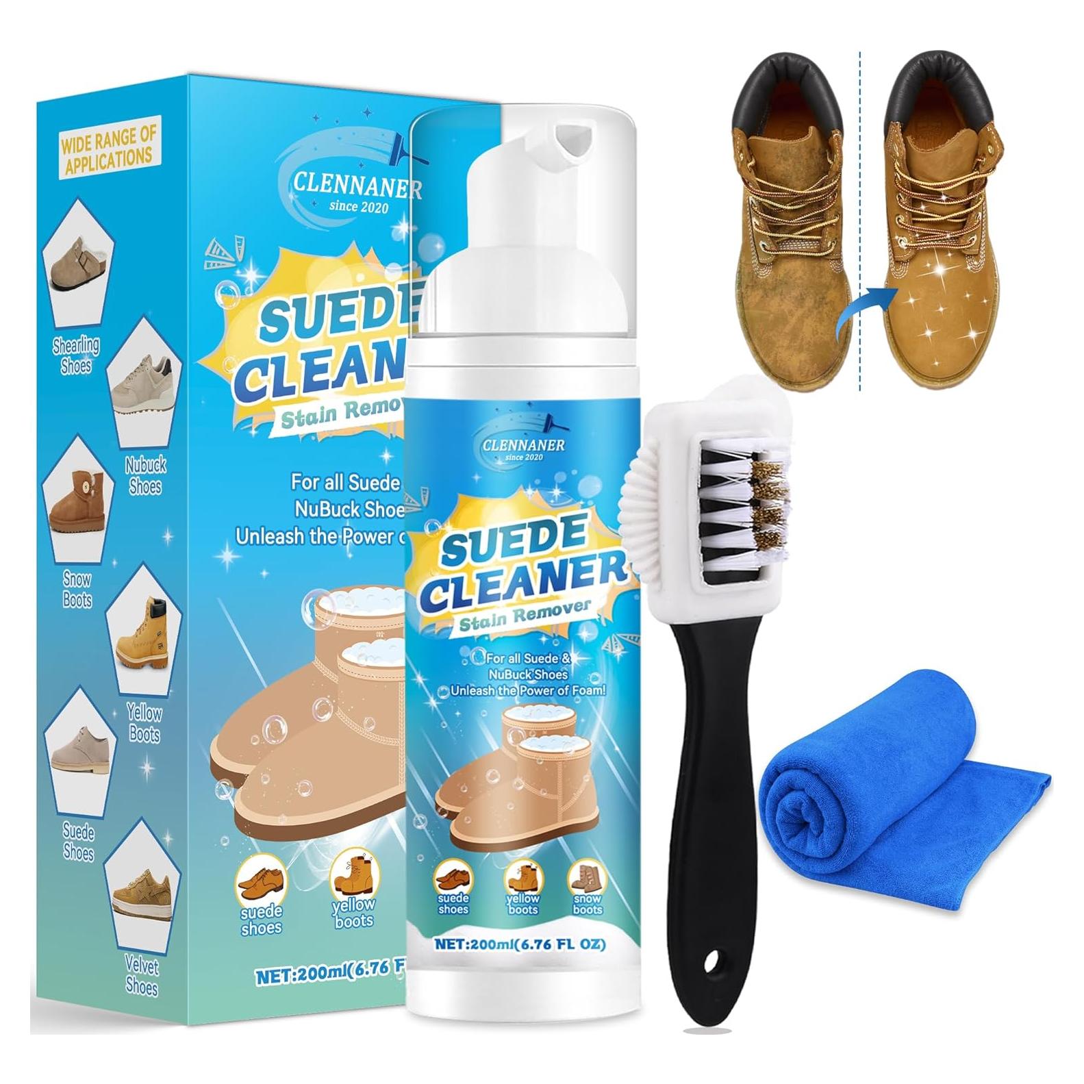 Limpiador de Zapatos de Ante Clennaner 200ml con Cepillo y Toalla