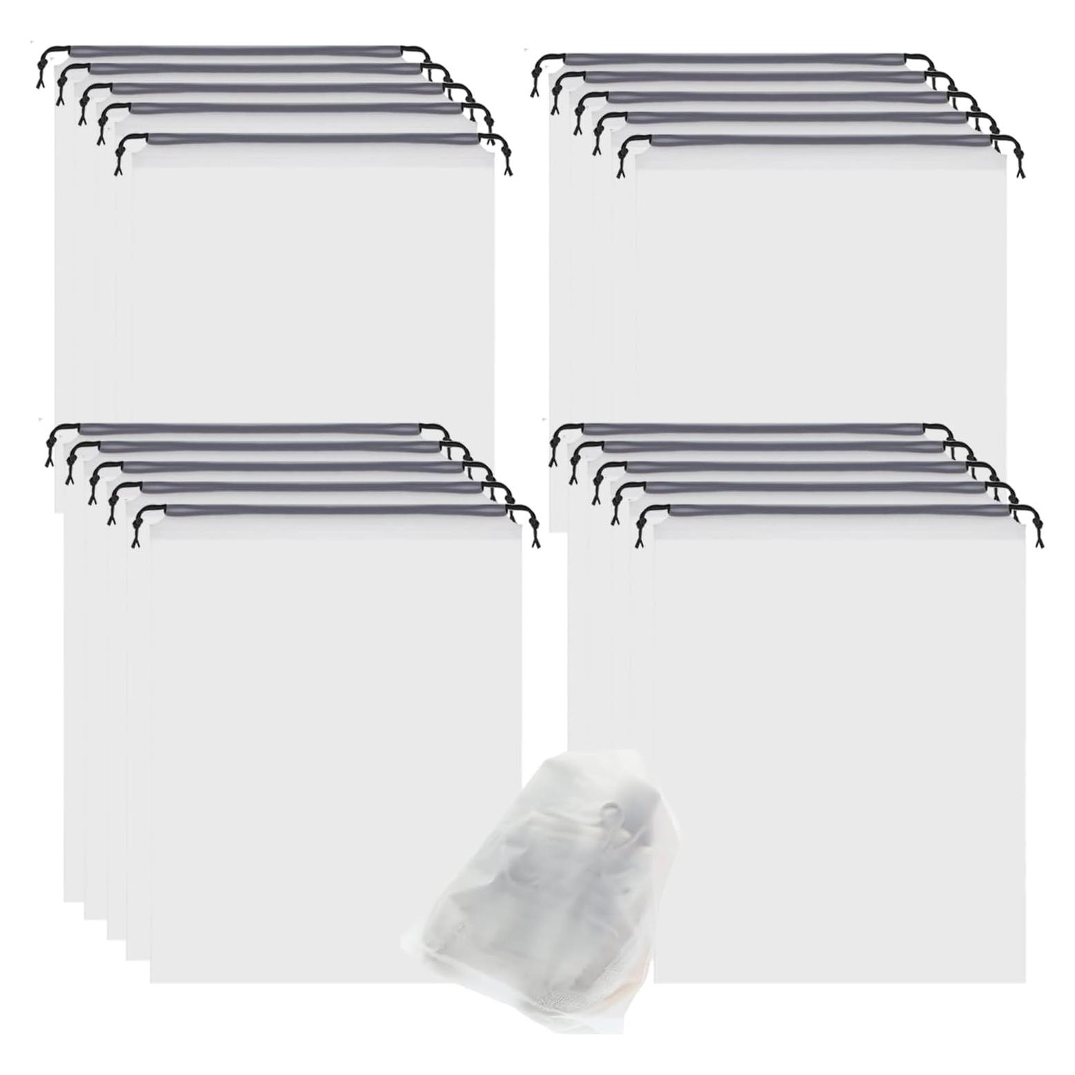 20 Bolsas Transparentes para Zapatos de Viaje 40x30 cm