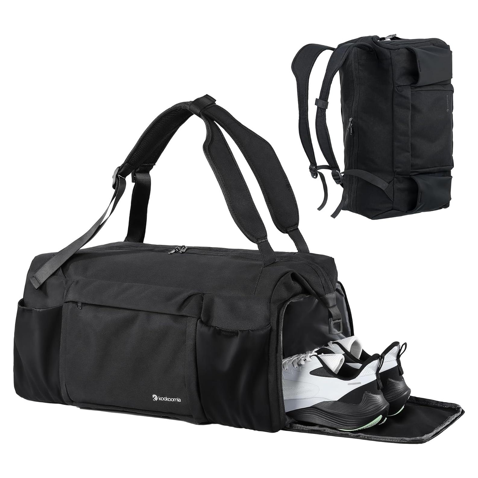 Bolsa de gimnasio impermeable Shenzhenshi 40L con compartimento para zapatos - Negro