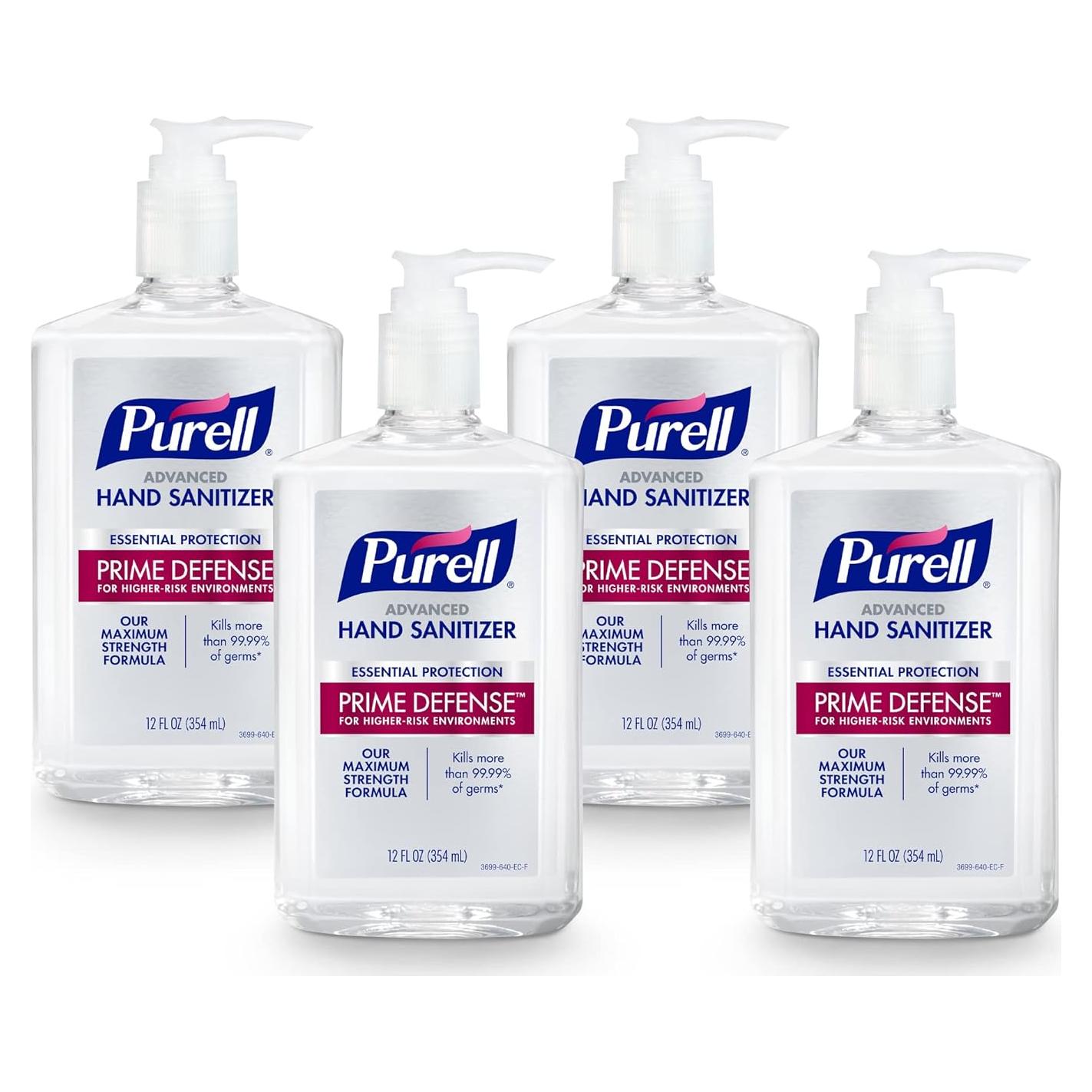 Desinfectante de Manos Purell Prime Defense 355 ml x 4 Botellas