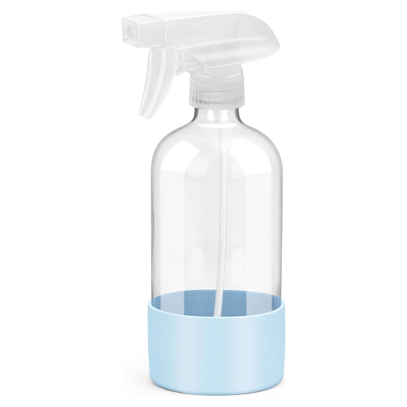 Botellas de Spray de Vidrio 16 oz Azul con Manga de Silicona