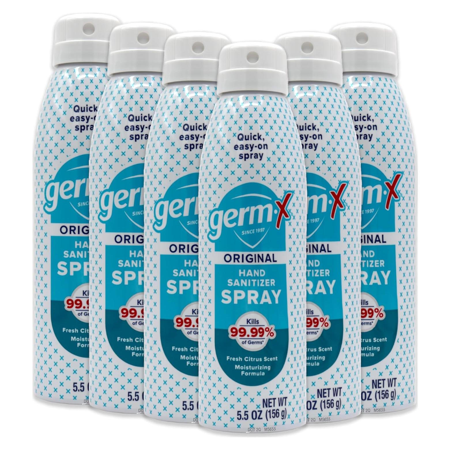 Germ-X Spray Desinfectante de Manos Hidratante 155.9 ml - Paquete de 6