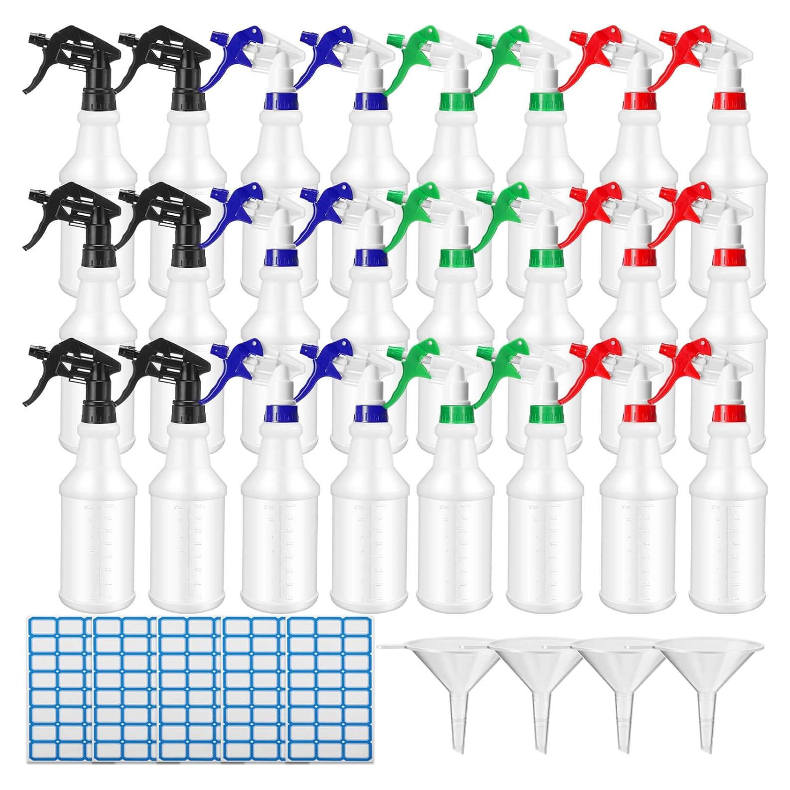 Zubebe 24 Botellas Spray 1000ml HDPE Ajustables Multicolor