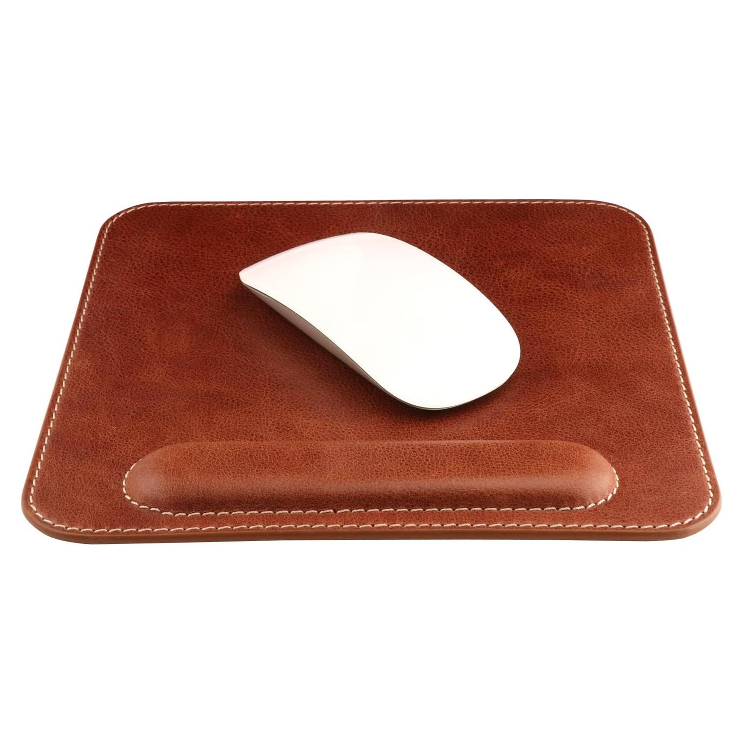 Alfombrilla de Ratón Londo de Cuero con Reposamuñecas 21x21cm
