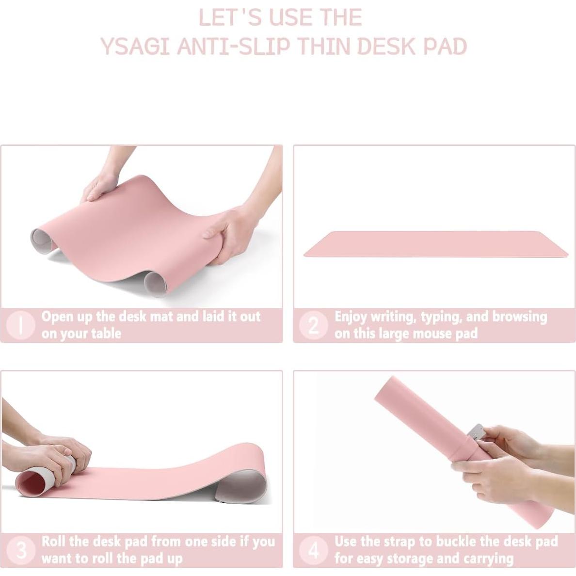 Alfombrilla de Escritorio Antideslizante YSAGi Rosa 60x35 cm