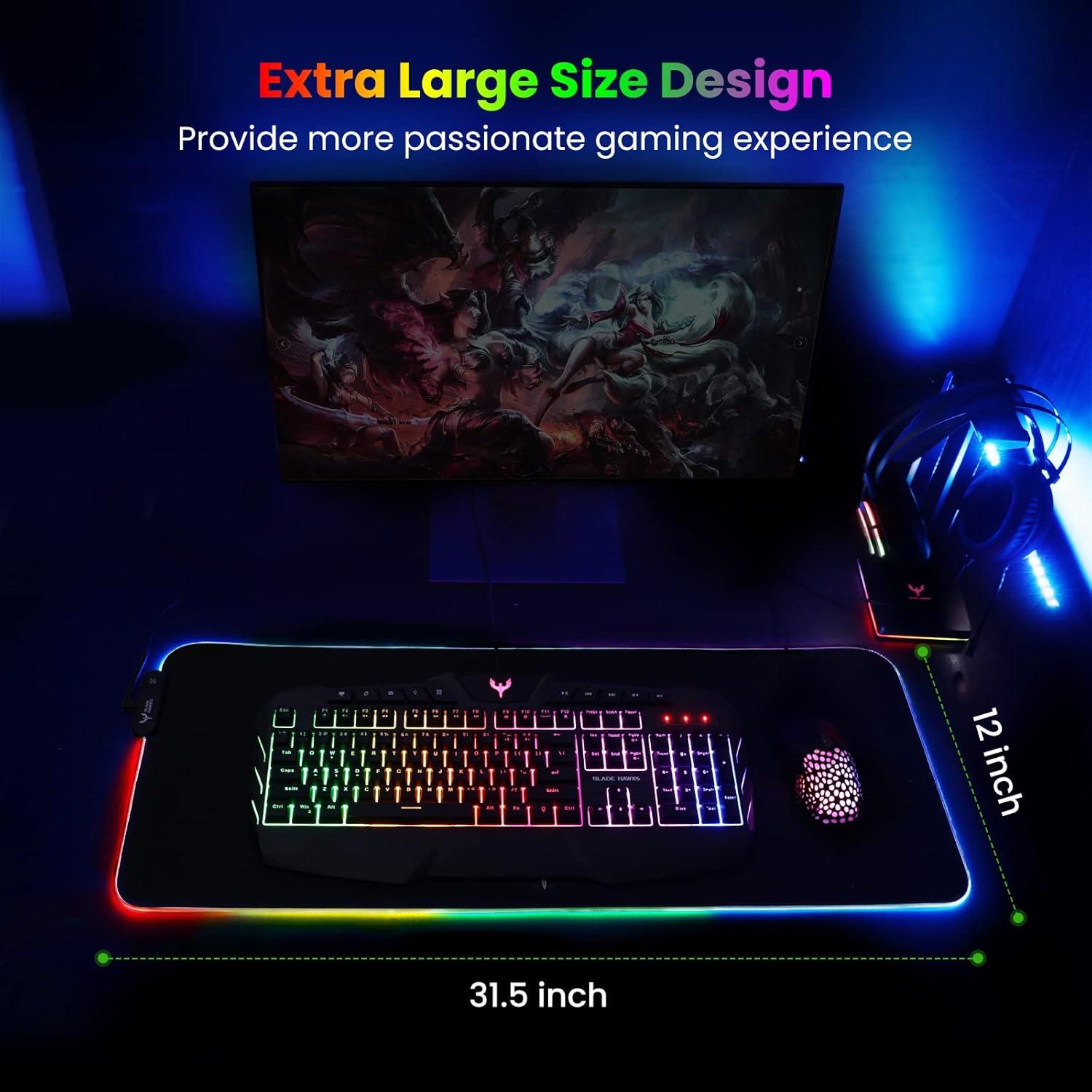 Alfombrilla de Ratón Gaming RGB BladeHawks 80x30cm Antideslizante