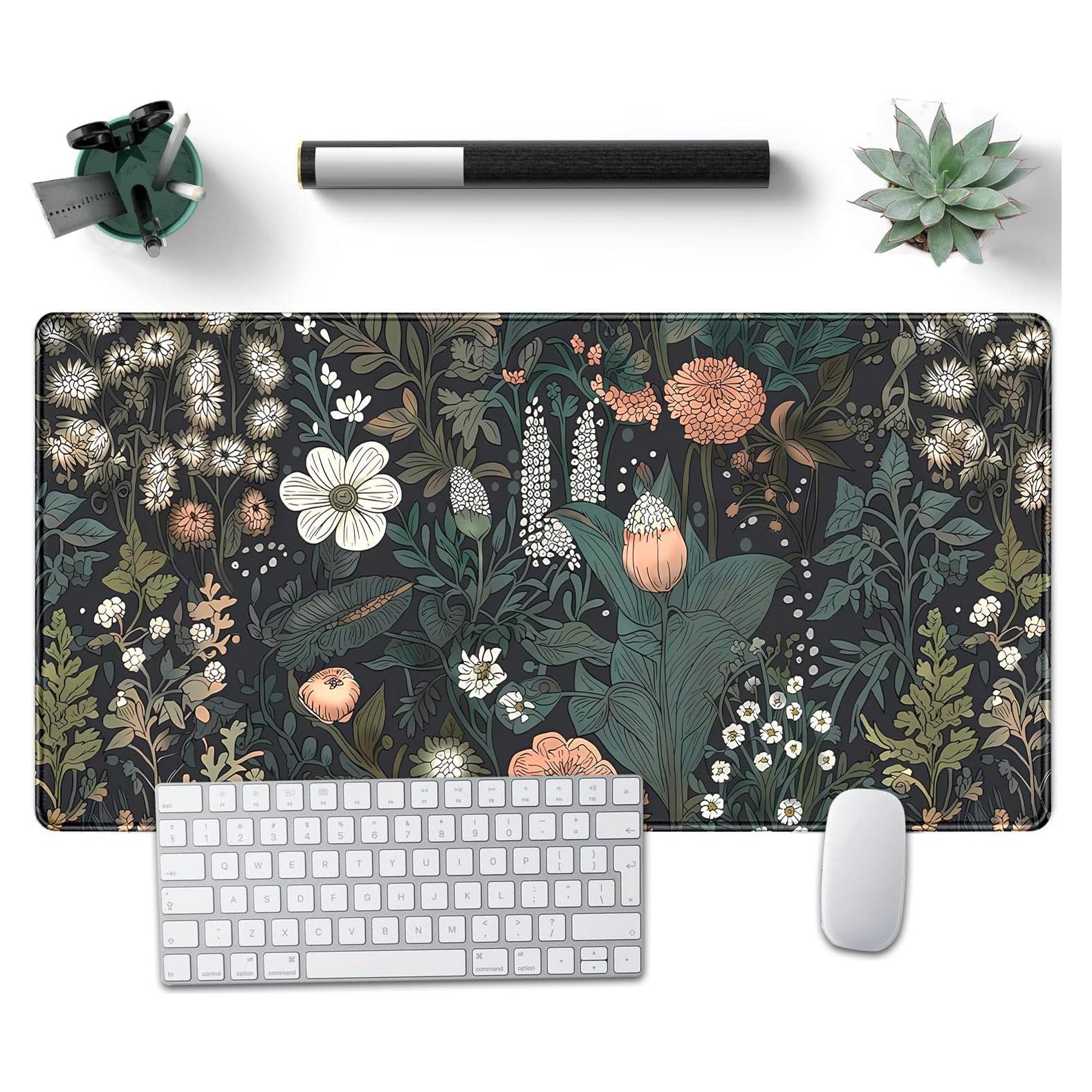 Alfombrilla de Escritorio Nasdalgias XXL Flores Oscuras 80x40cm