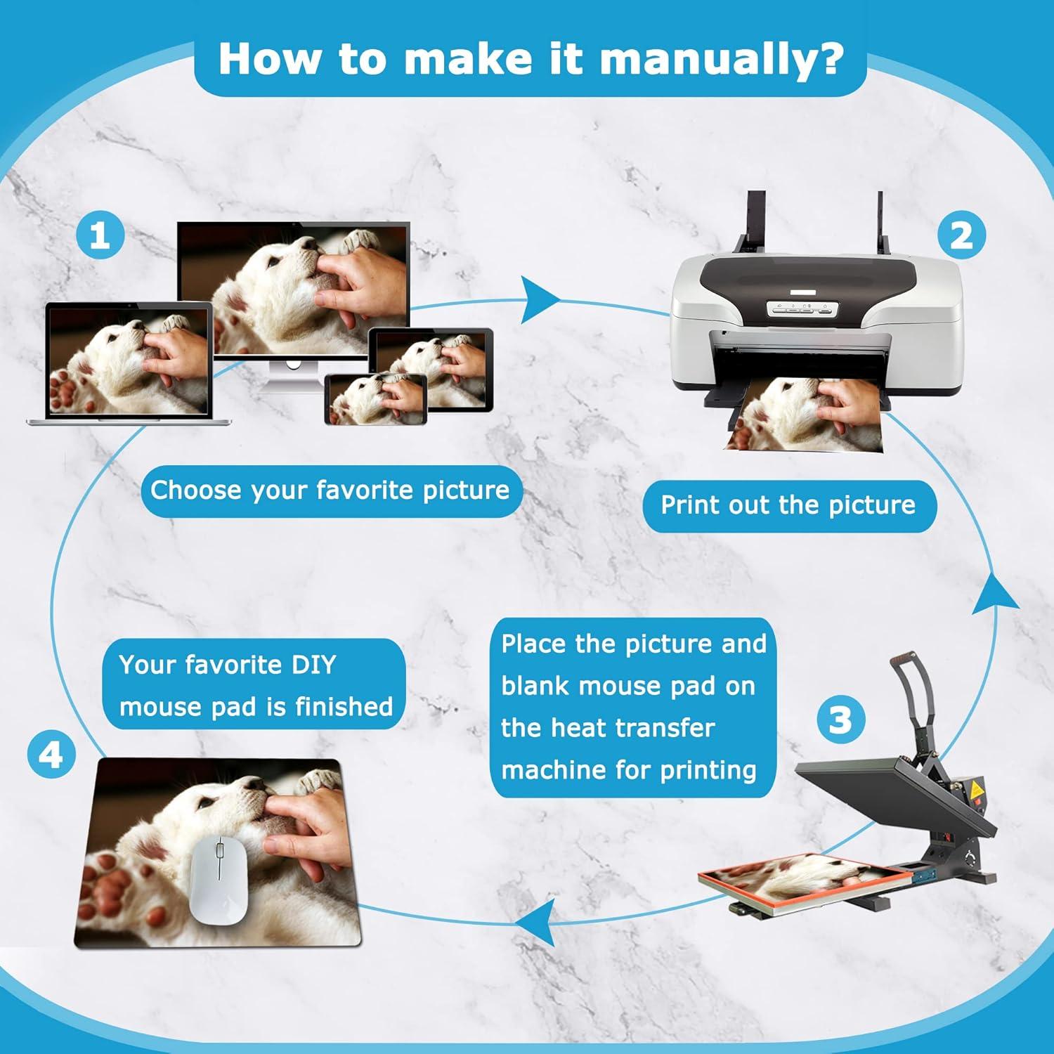 10 Piezas Almohadilla de Ratón Blanca MS WGO 24x20 cm Personalizable