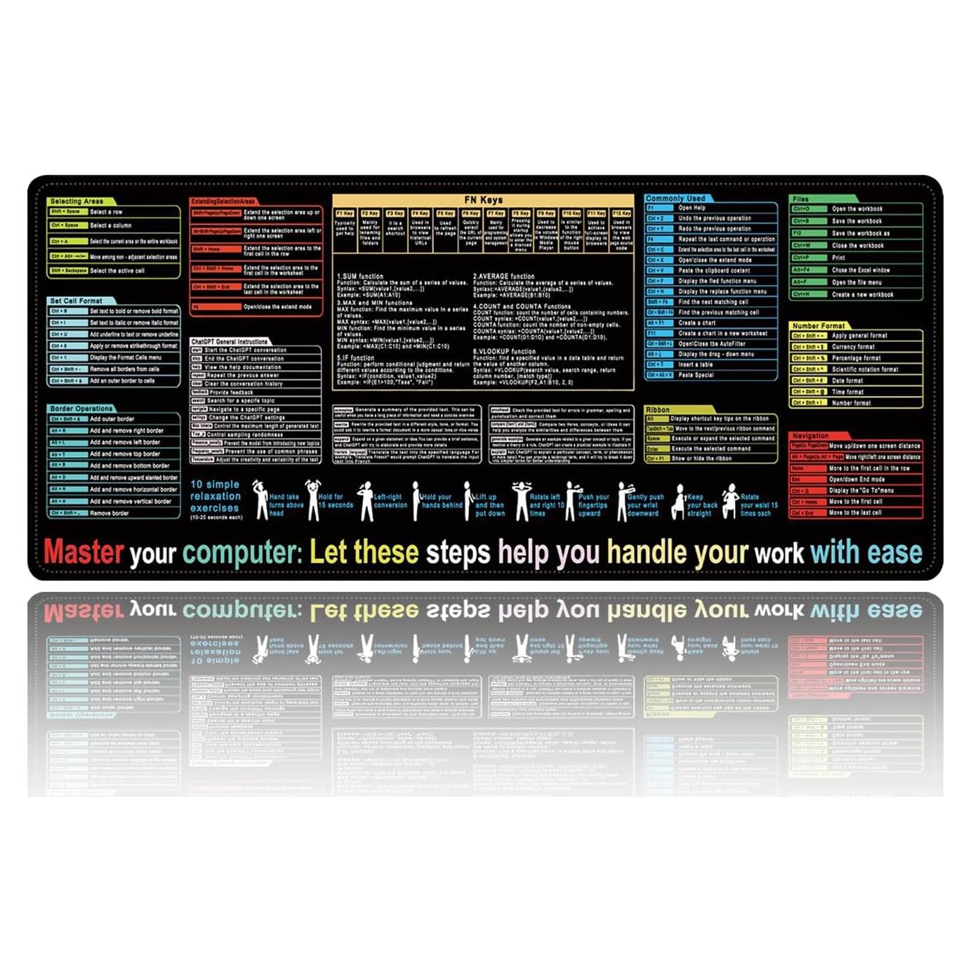 Pad de Escritorio XL Hengulus con Trucos de Excel y Atajos