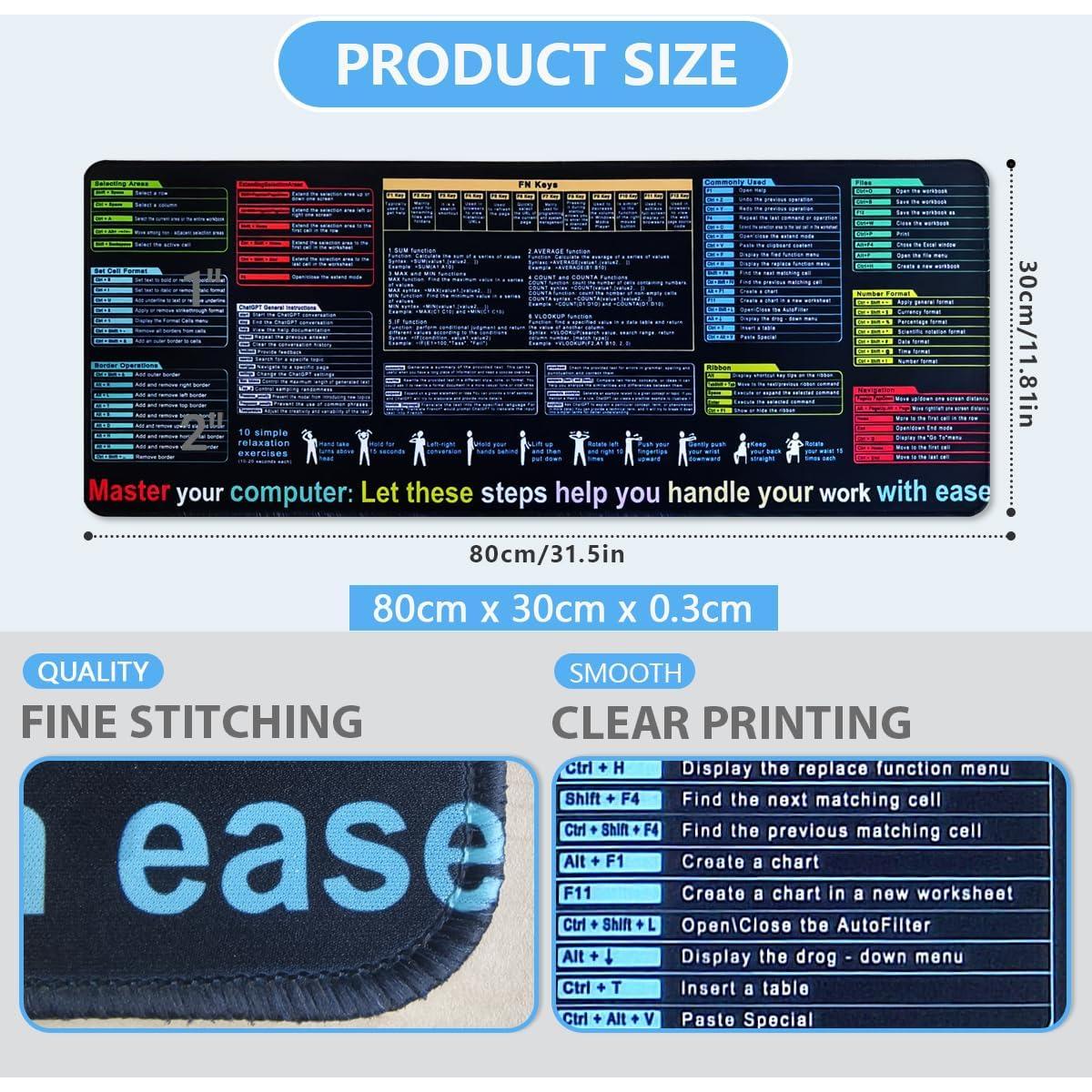 Pad de Escritorio XL Hengulus con Trucos de Excel y Atajos