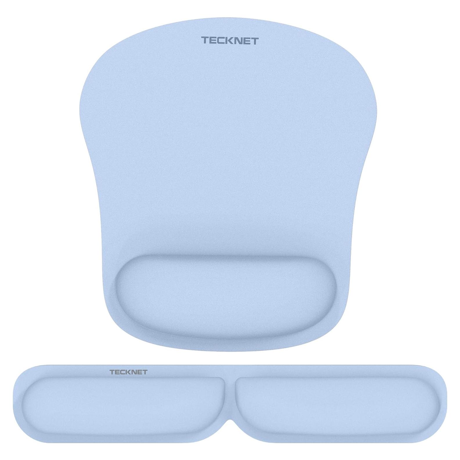 Reposapiés Ergonómico Tecknet y Alfombrilla para Ratón Azul