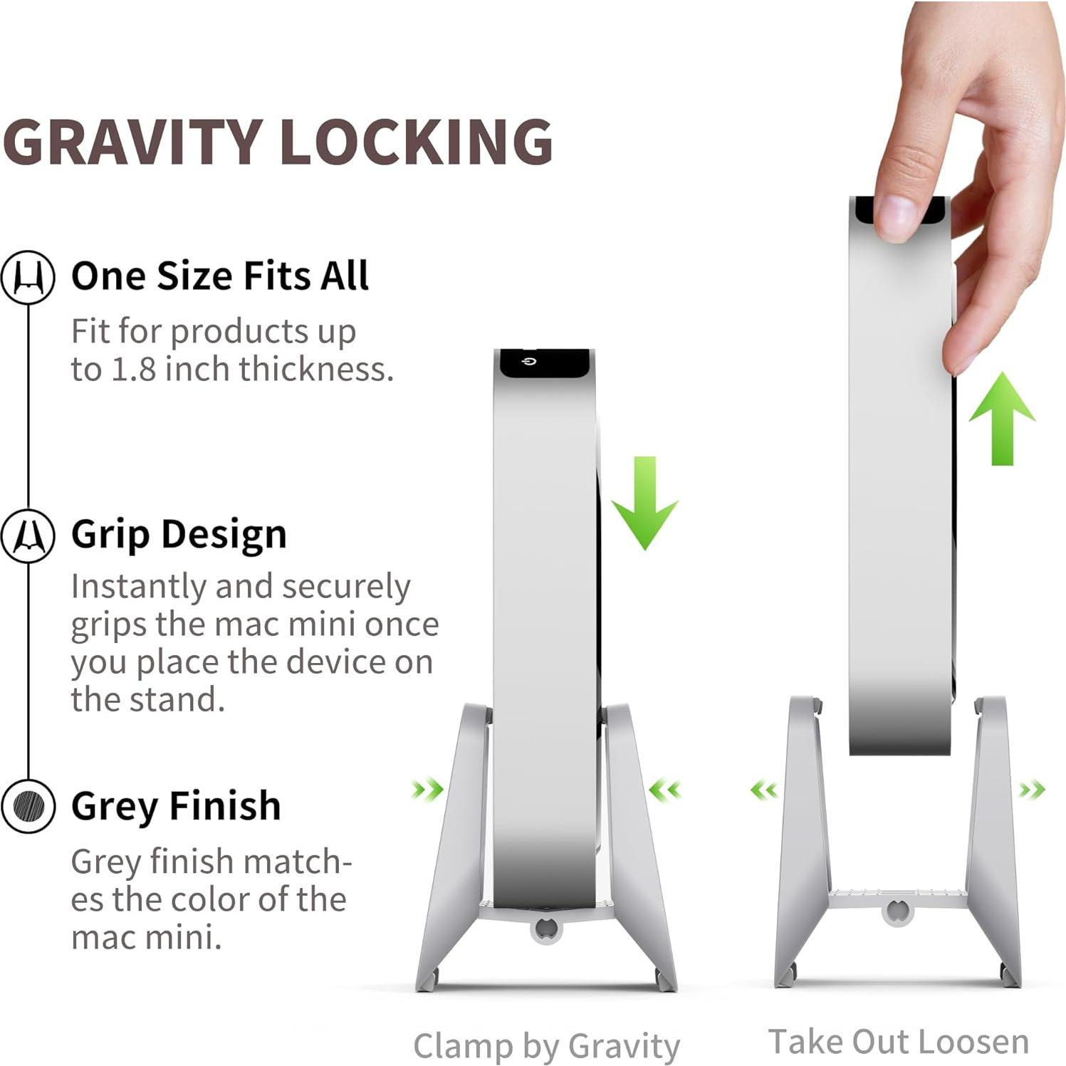 Soporte Vertical para Mac Mini AFOOYO Gris - Compatible M1 M2 M4 Pro