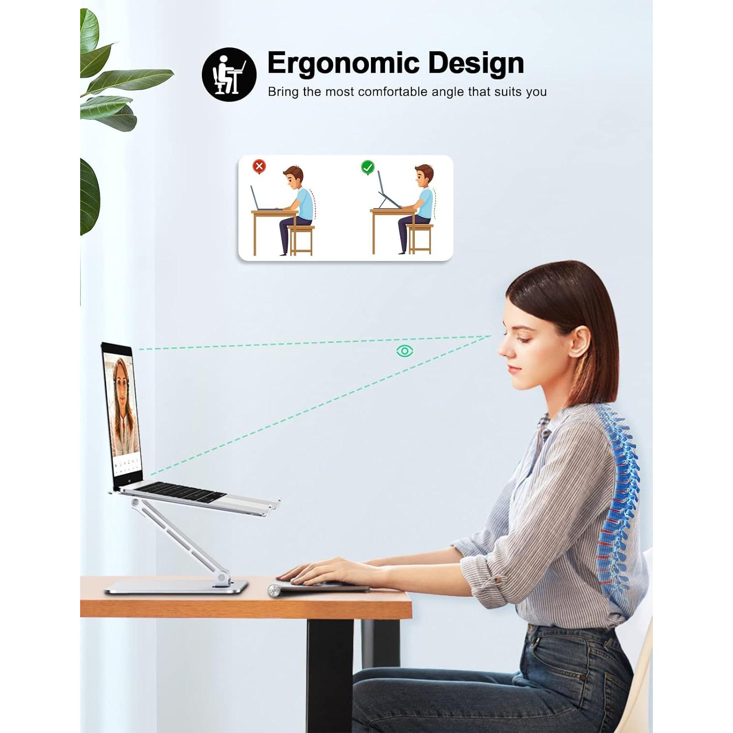 Soporte Plegable para Laptop RIWUCT Ajustable 10-16" Plateado