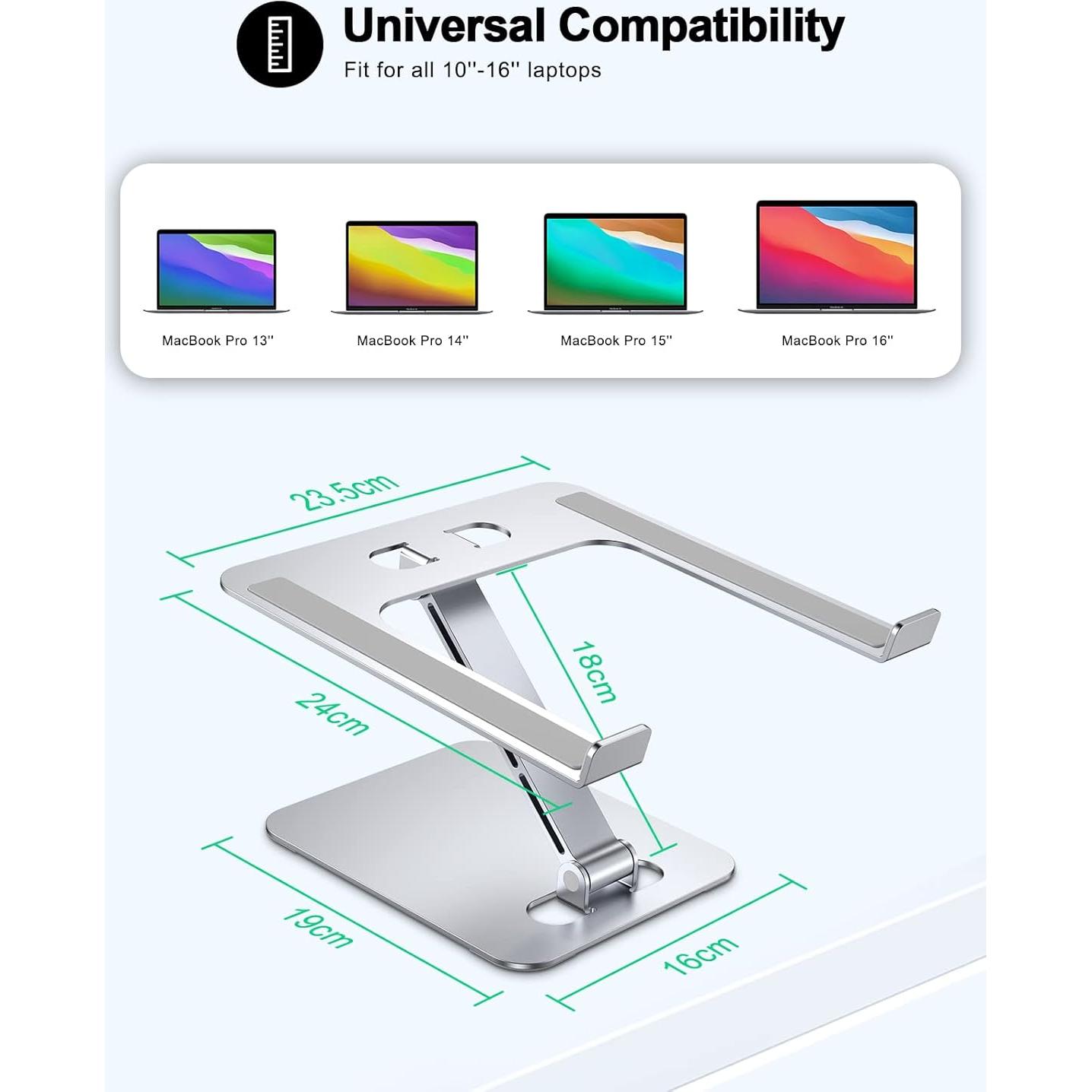 Soporte Plegable para Laptop RIWUCT Ajustable 10-16" Plateado