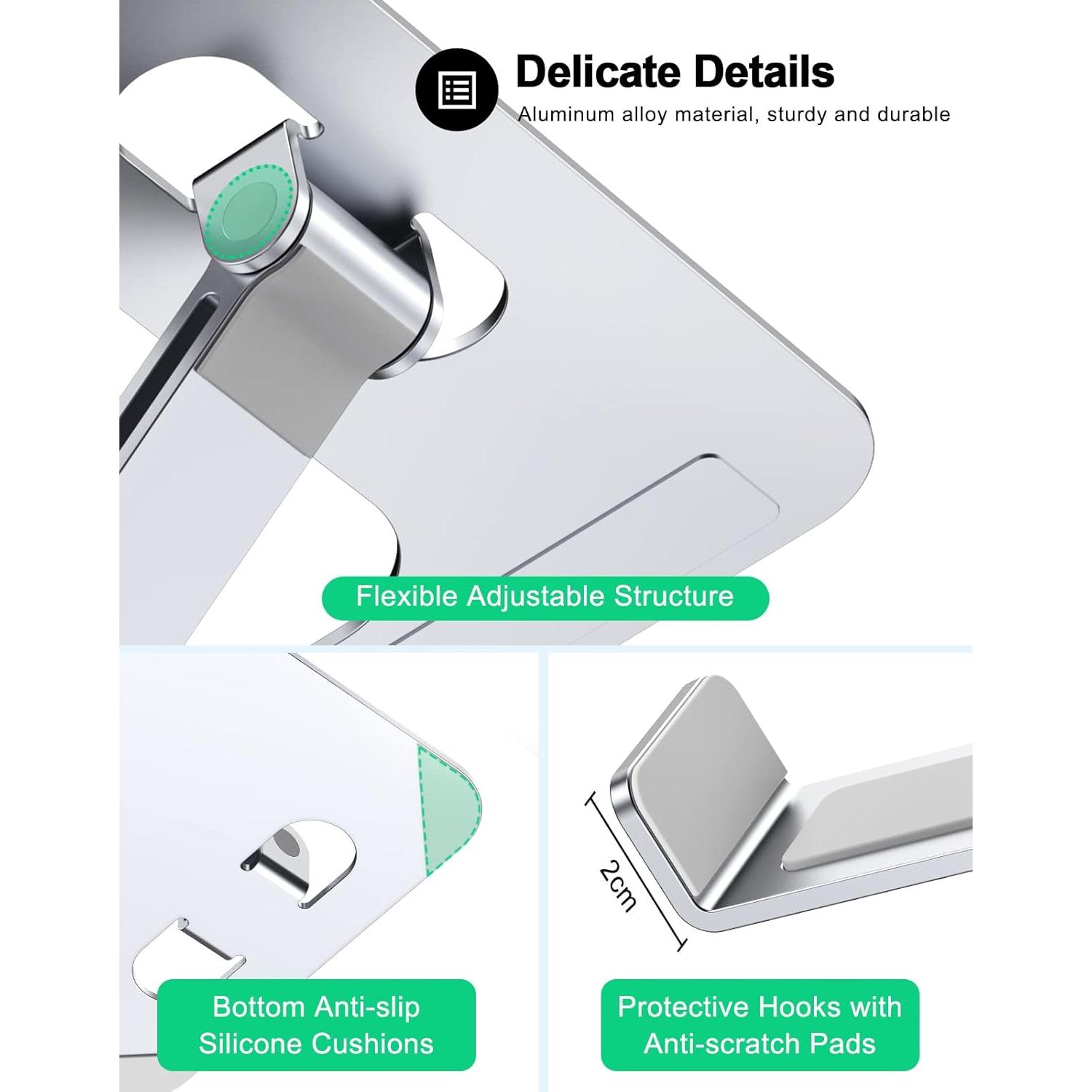 Soporte Plegable para Laptop RIWUCT Ajustable 10-16" Plateado