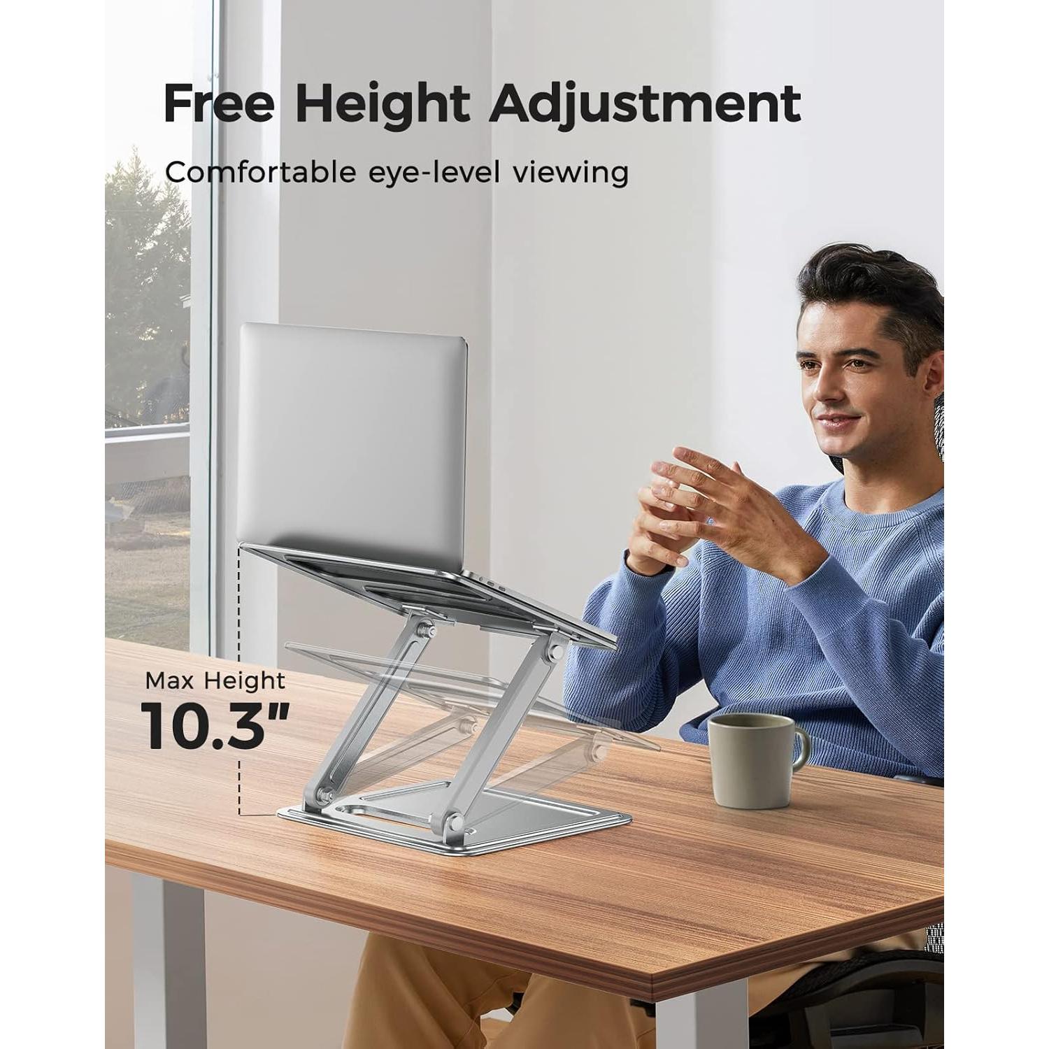 Soporte Ergonómico para Laptop LORYERGO Ajustable Plata 10-15.6"