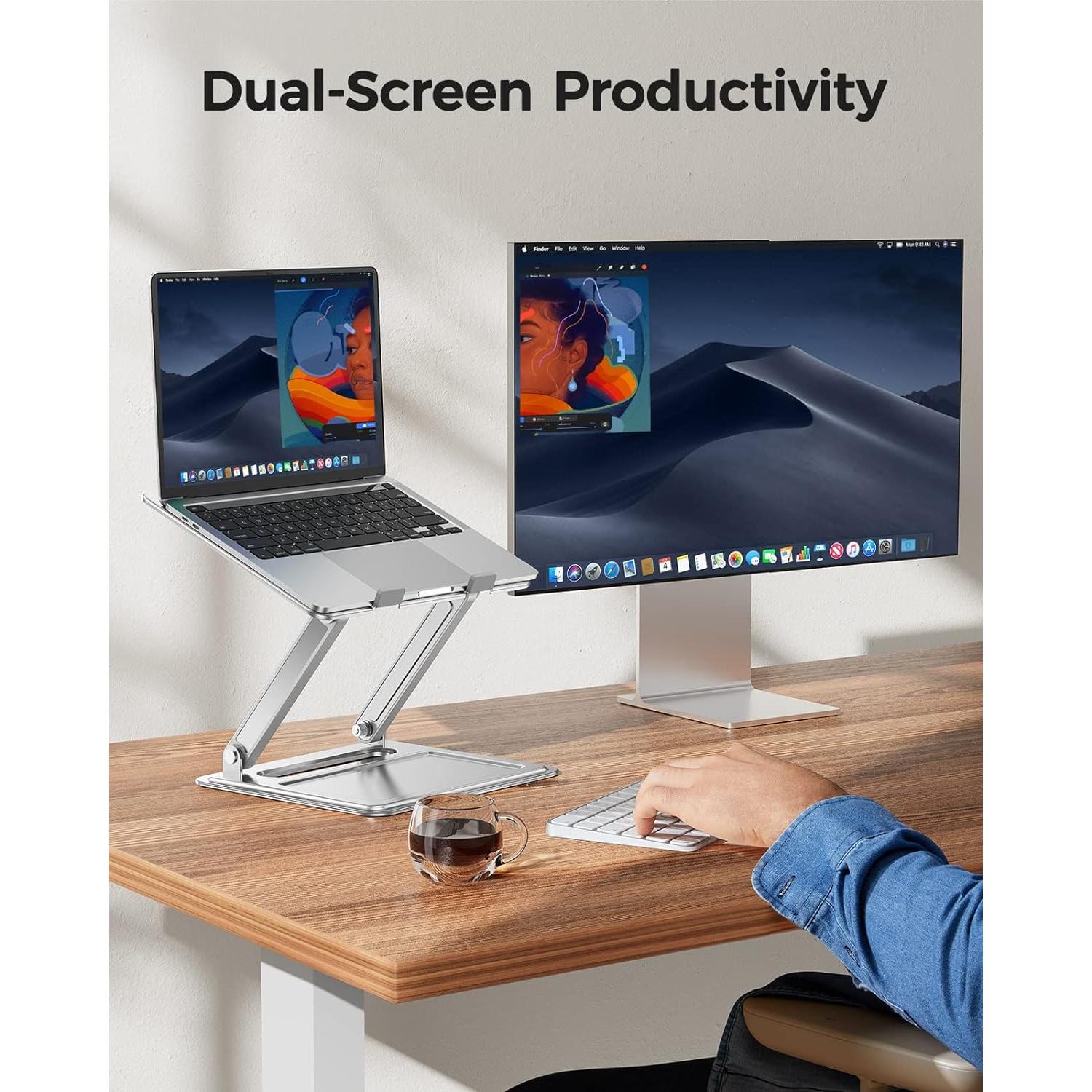 Soporte Ergonómico para Laptop LORYERGO Ajustable Plata 10-15.6"