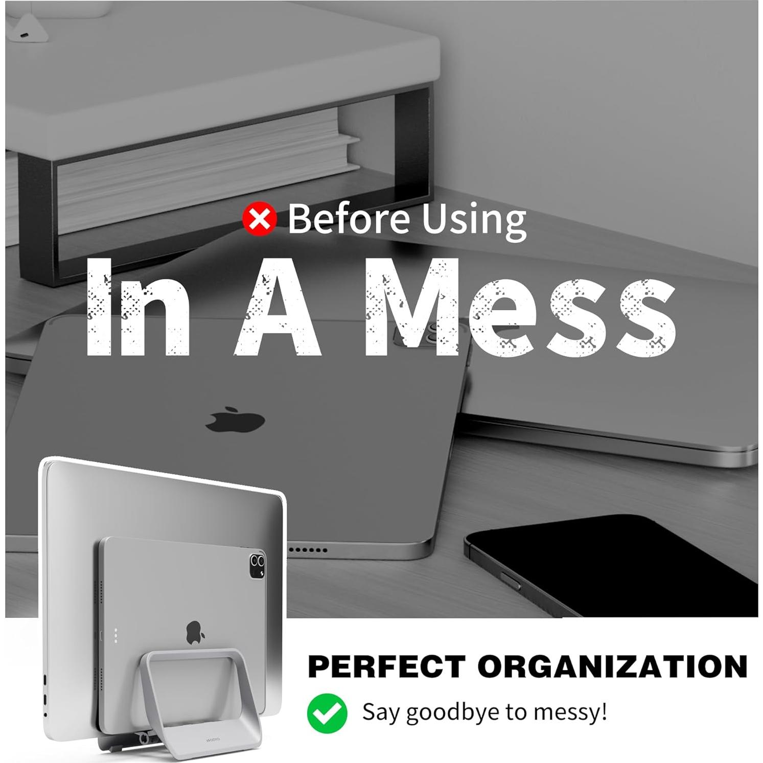 Soporte Vertical para Laptop AFOOYO Gris Ajustable 15x10x10 cm