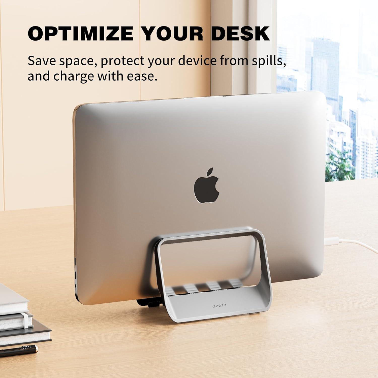 Soporte Vertical para Laptop AFOOYO Gris Ajustable 15x10x10 cm