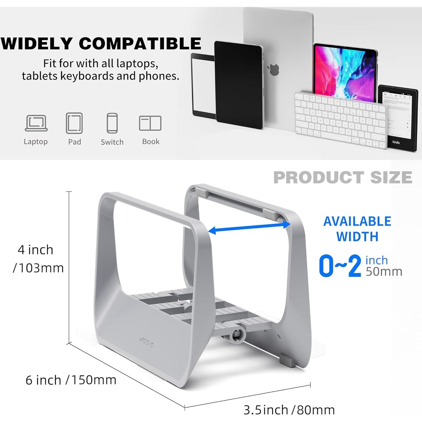 Soporte Vertical para Laptop AFOOYO Gris Ajustable 15x10x10 cm