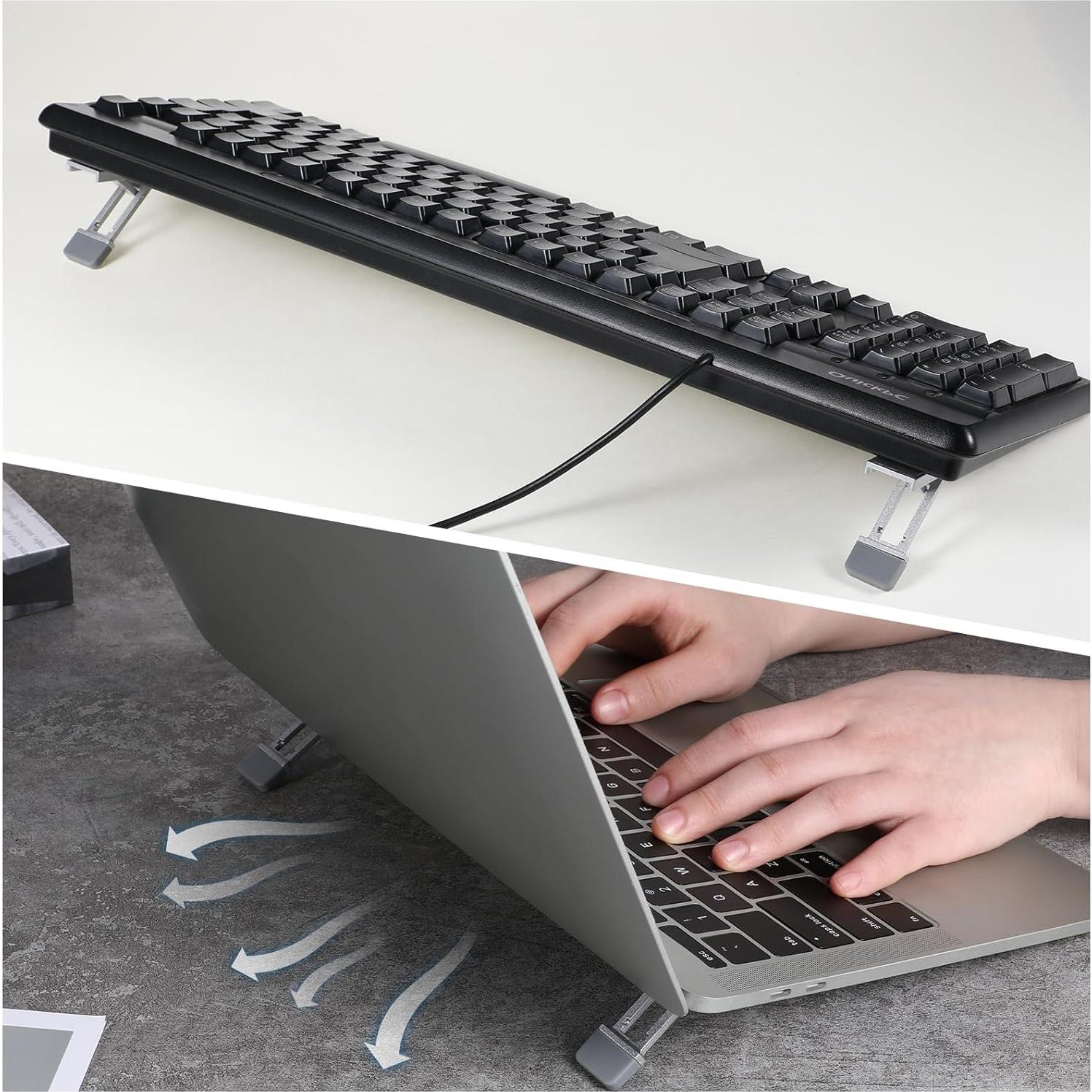 Soporte de Teclado Portátil Aphumedc Ajustable 3 Ángulos Plata