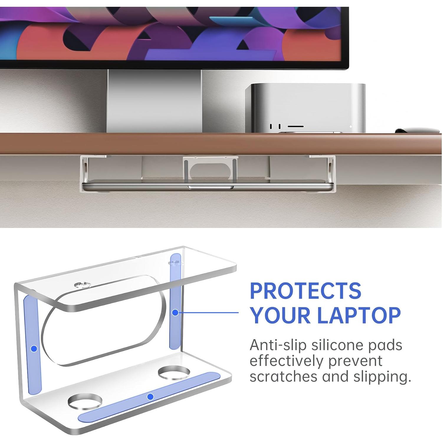 Soporte Bajo Escritorio para Laptop NiHome Acrílico Transparente
