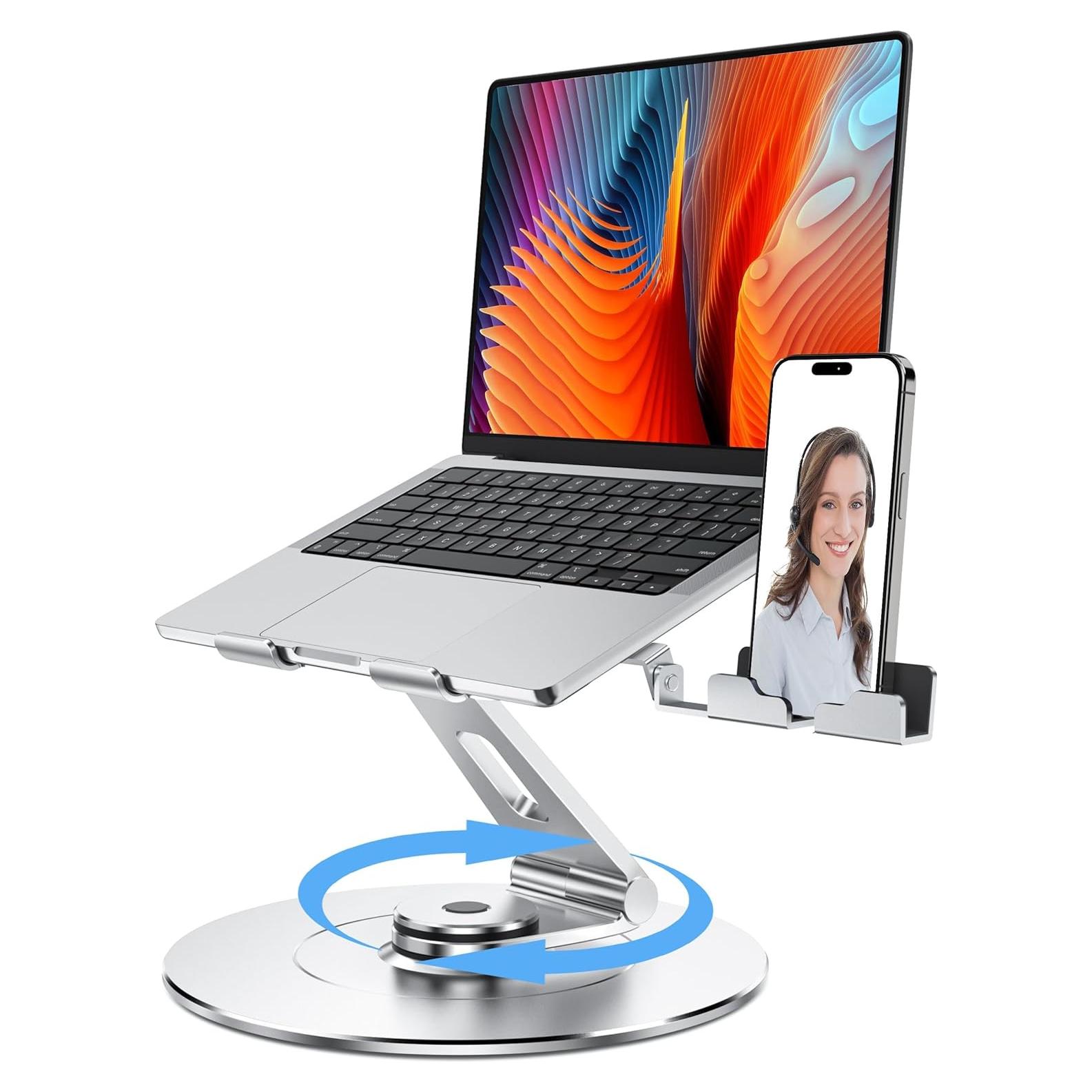Soporte para Laptop LOXP-NH-01 Ajustable con Soporte para Teléfono Plata
