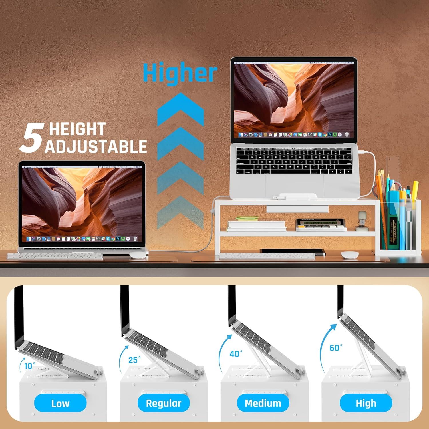 Soporte de Laptop Ajustable AFOOYO Blanco 10-17.3" Ergonómico