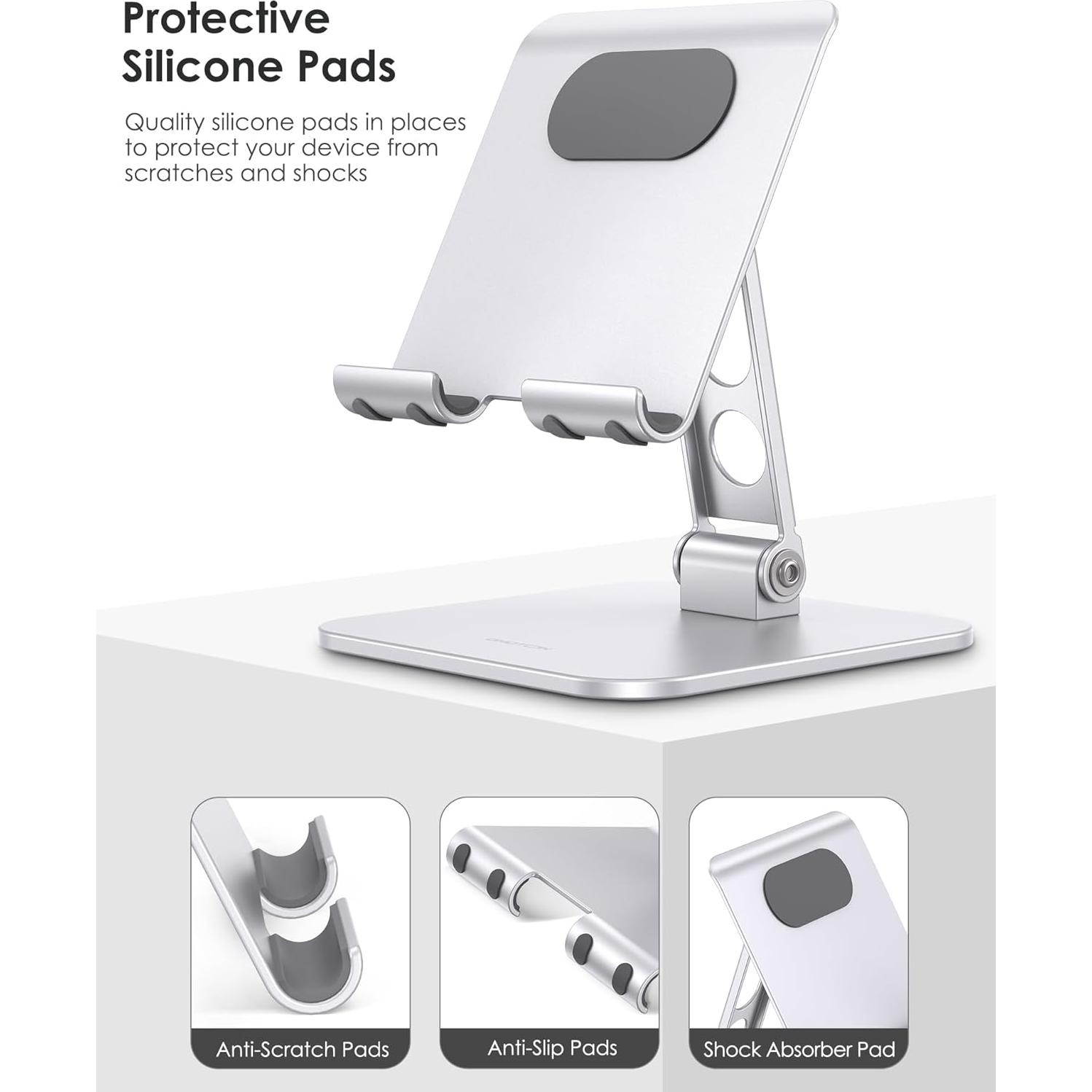 Soporte Ajustable para Tableta OMOTON T5 Plata Plegable 12.9-39.4 cm