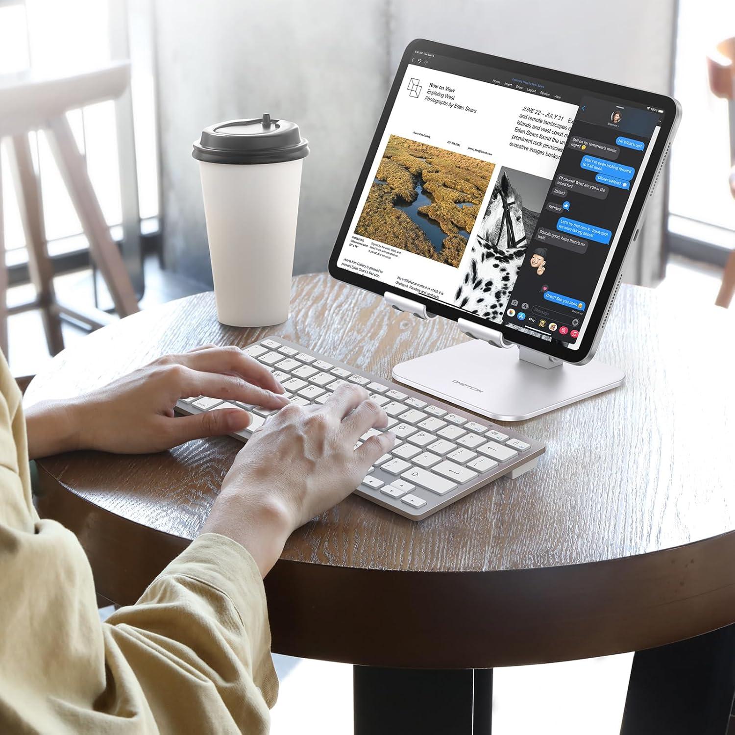 Soporte Ajustable para Tableta OMOTON T5 Plata Plegable 12.9-39.4 cm