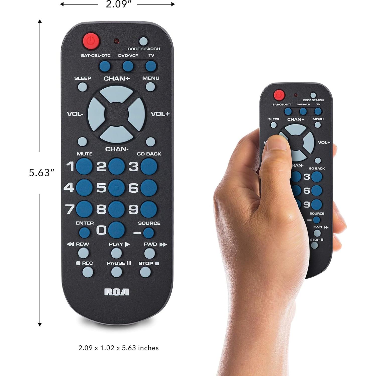 Control Remoto Universal RCA RCR503BE para 3 Dispositivos