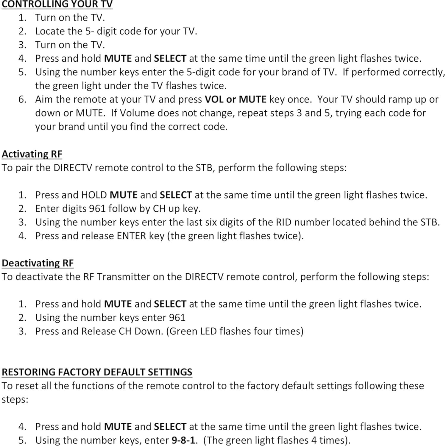 Control Remoto Universal RC73 Eremolz 2 Paquetes para DirecTV