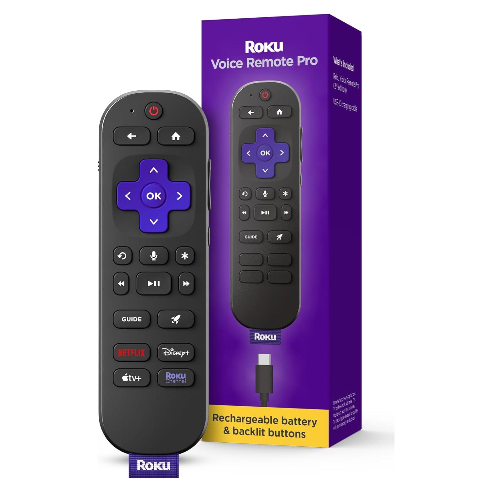 Control Remoto por Voz Pro Roku RCB1R Recargable USB-C