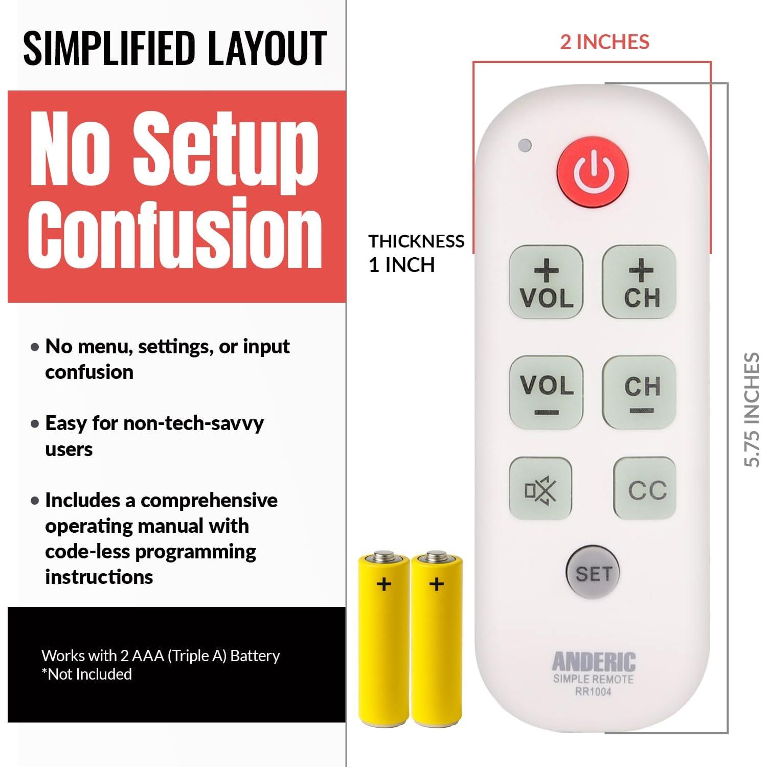 Control Remoto Universal Anderic RR1004 con Teclas Grandes