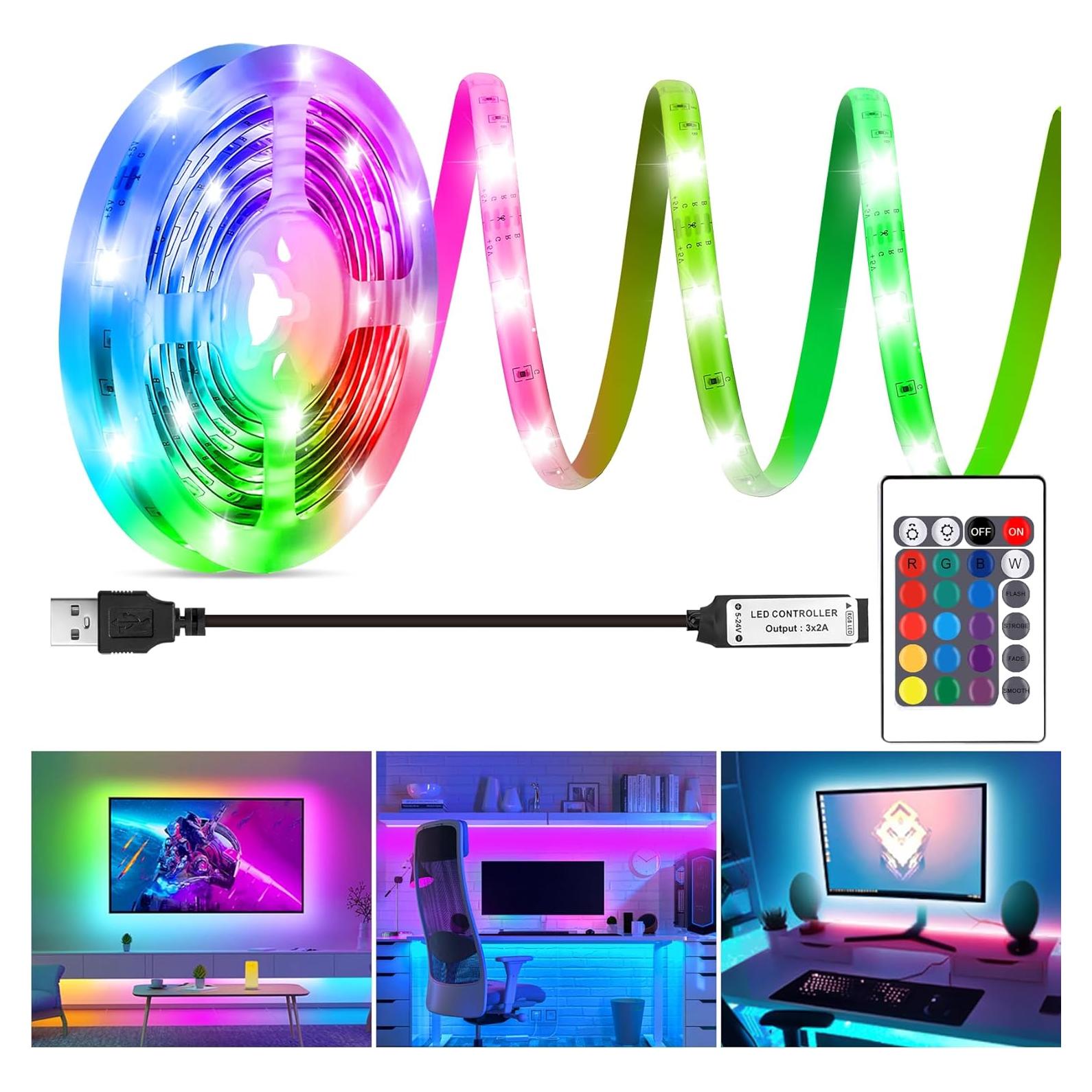 Tira de LED RGB HOUHUI 2m Impermeable IP65 con Control Remoto
