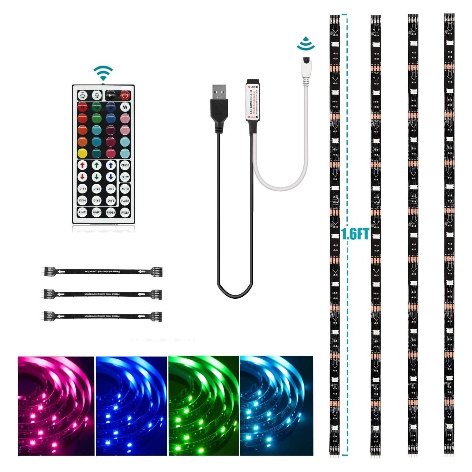 HOUHUI Kit de Luces LED Strip RGB 2m USB con Control Remoto