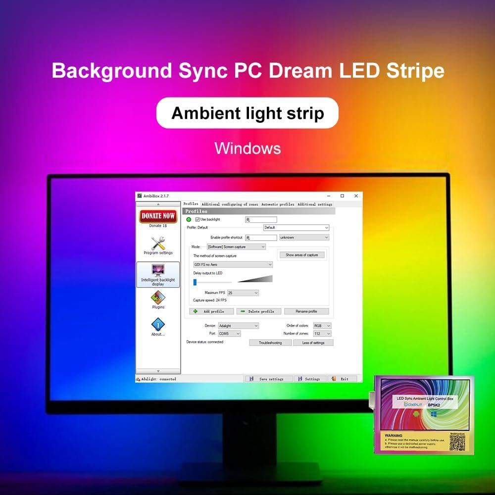 Luces de Fondo LED Sincronizadas BPSK2 para PC y Android TV