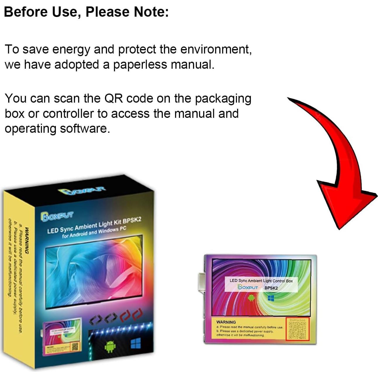Luces de Fondo LED Sincronizadas BPSK2 para PC y Android TV