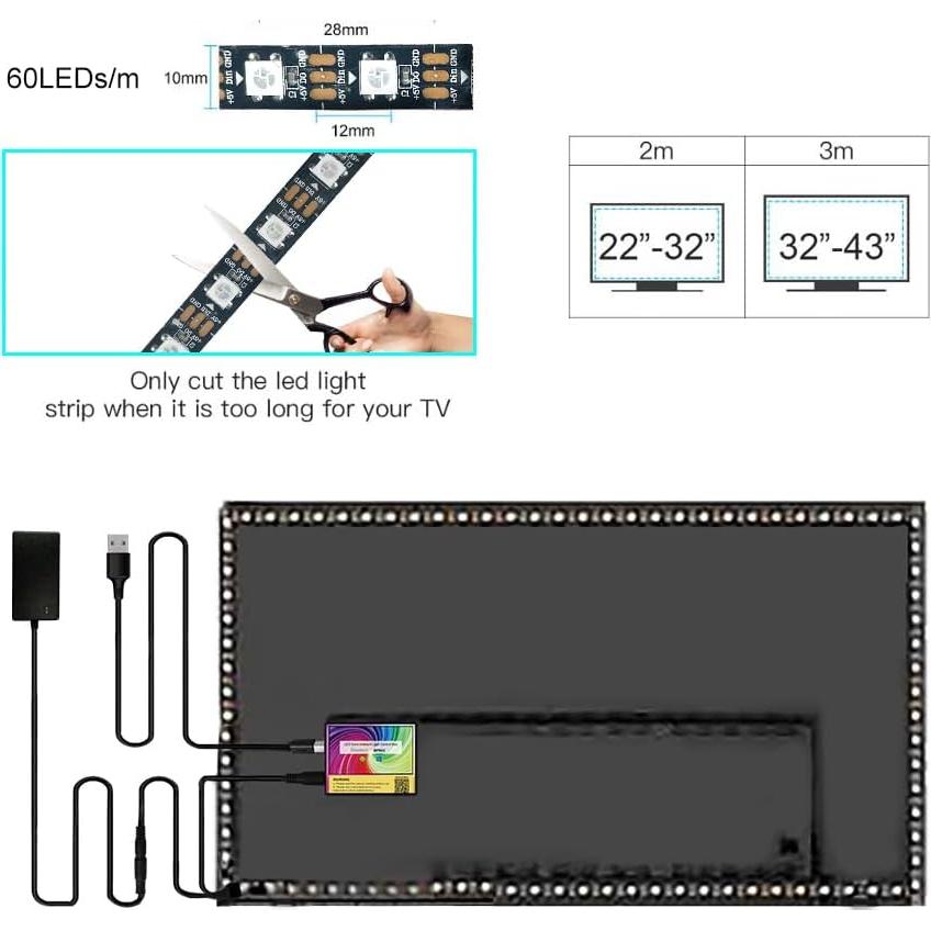 Luces de Fondo LED Sincronizadas BPSK2 para PC y Android TV