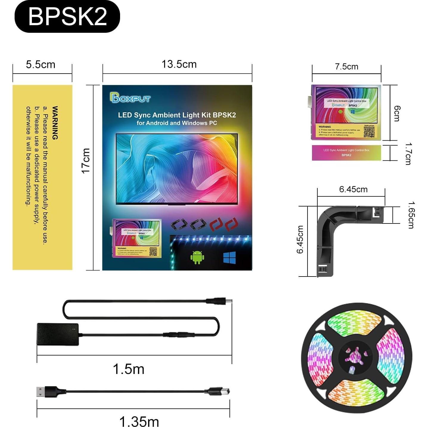 Luces de Fondo LED Sincronizadas BPSK2 para PC y Android TV