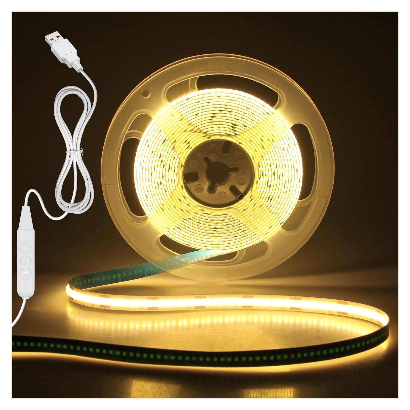 Tira LED COB Aclorol 4M 3000K Dimmable USB Luz de Fondo