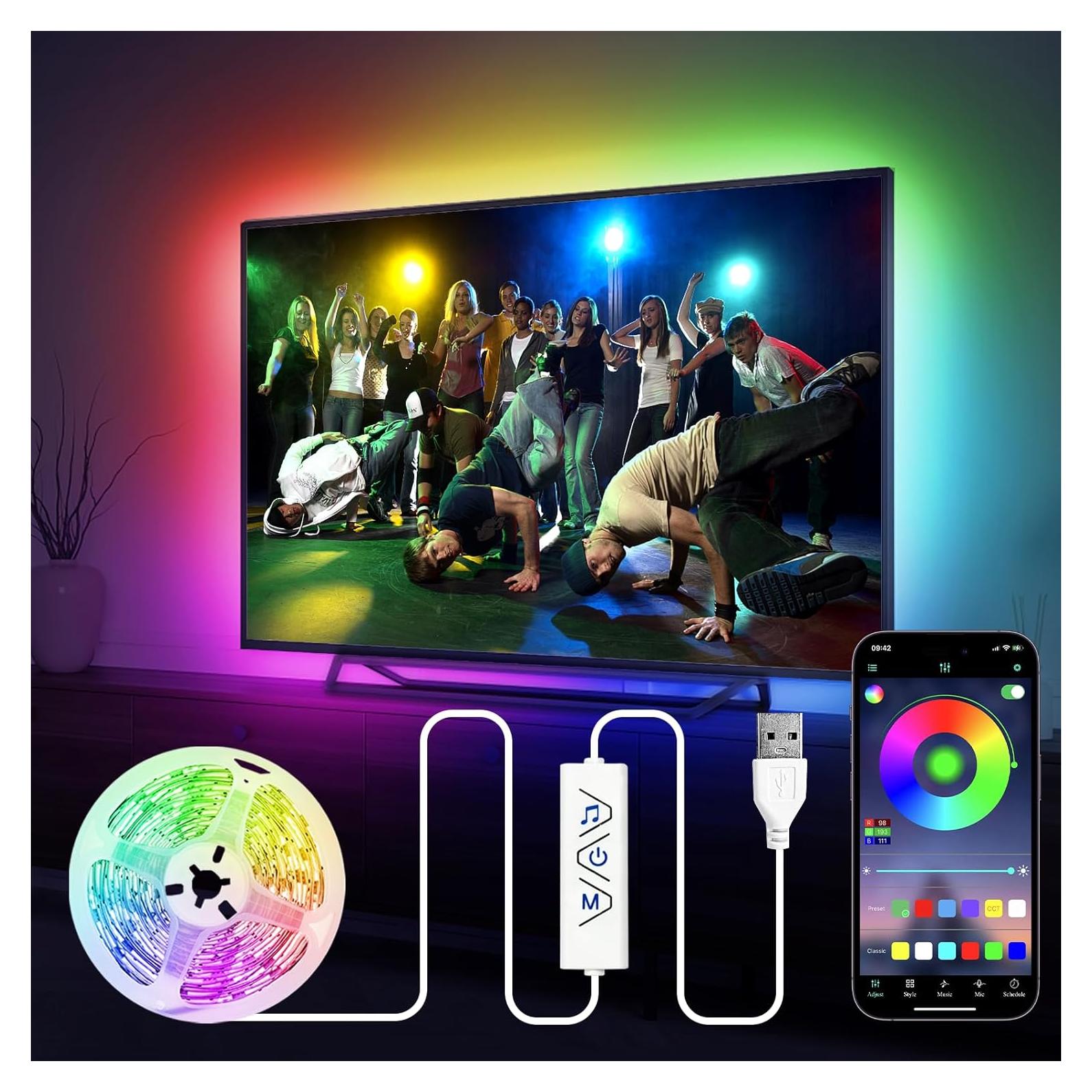 Tiras LED RGB HOUHUI 4m para TV 81-165cm con App y música