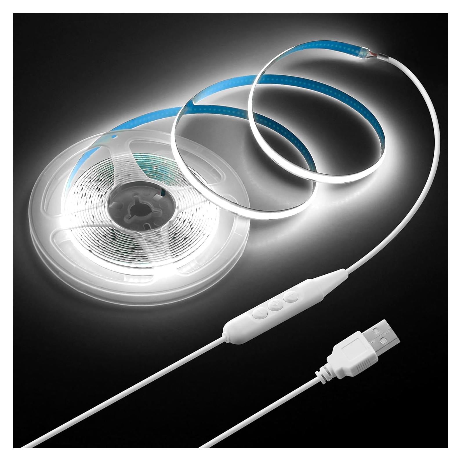 Tira de Luz LED COB 5M Blanca Fría USB Samsion 320 LEDs/M