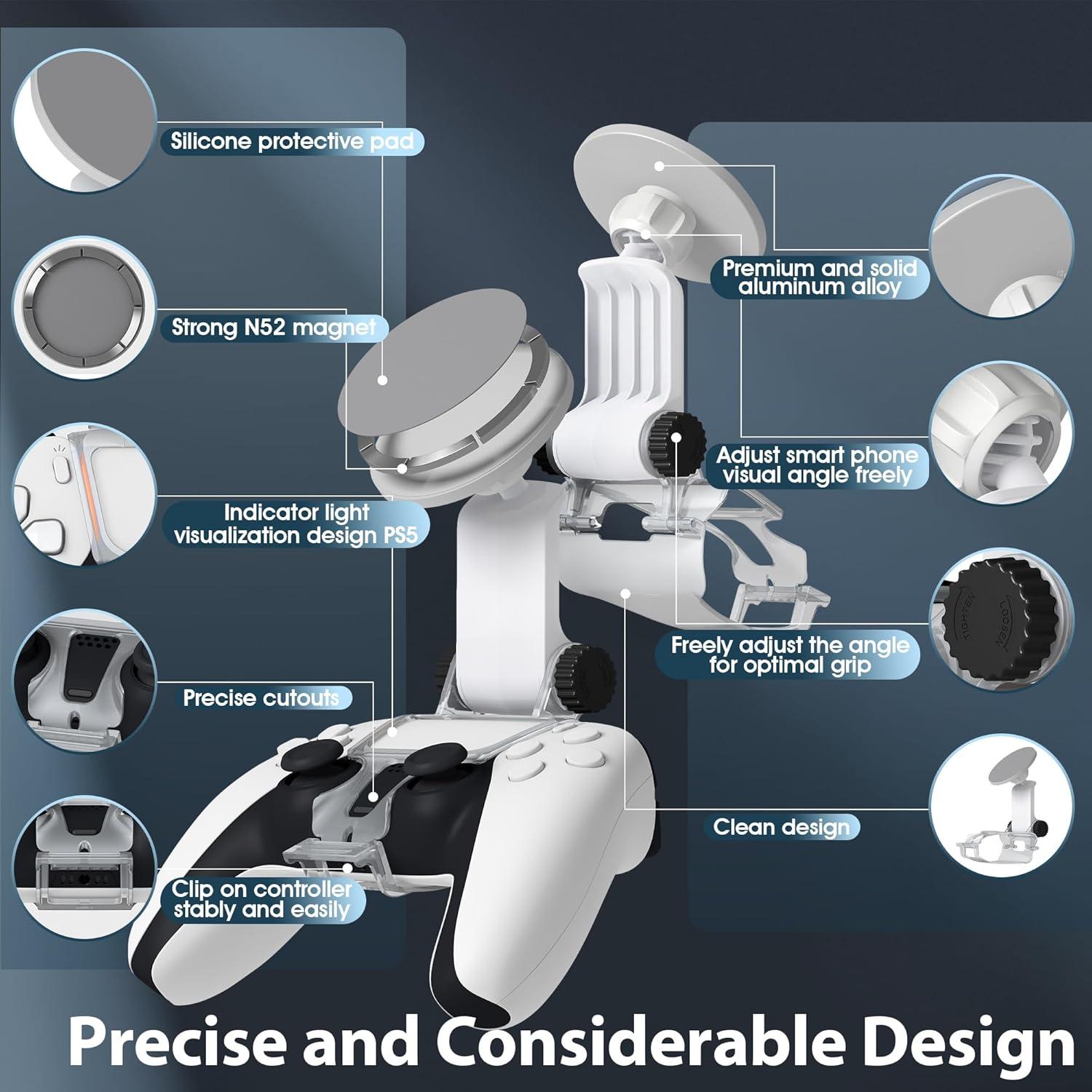 Soporte Magnético para Teléfono Orzero PS5 Dualsense Plata