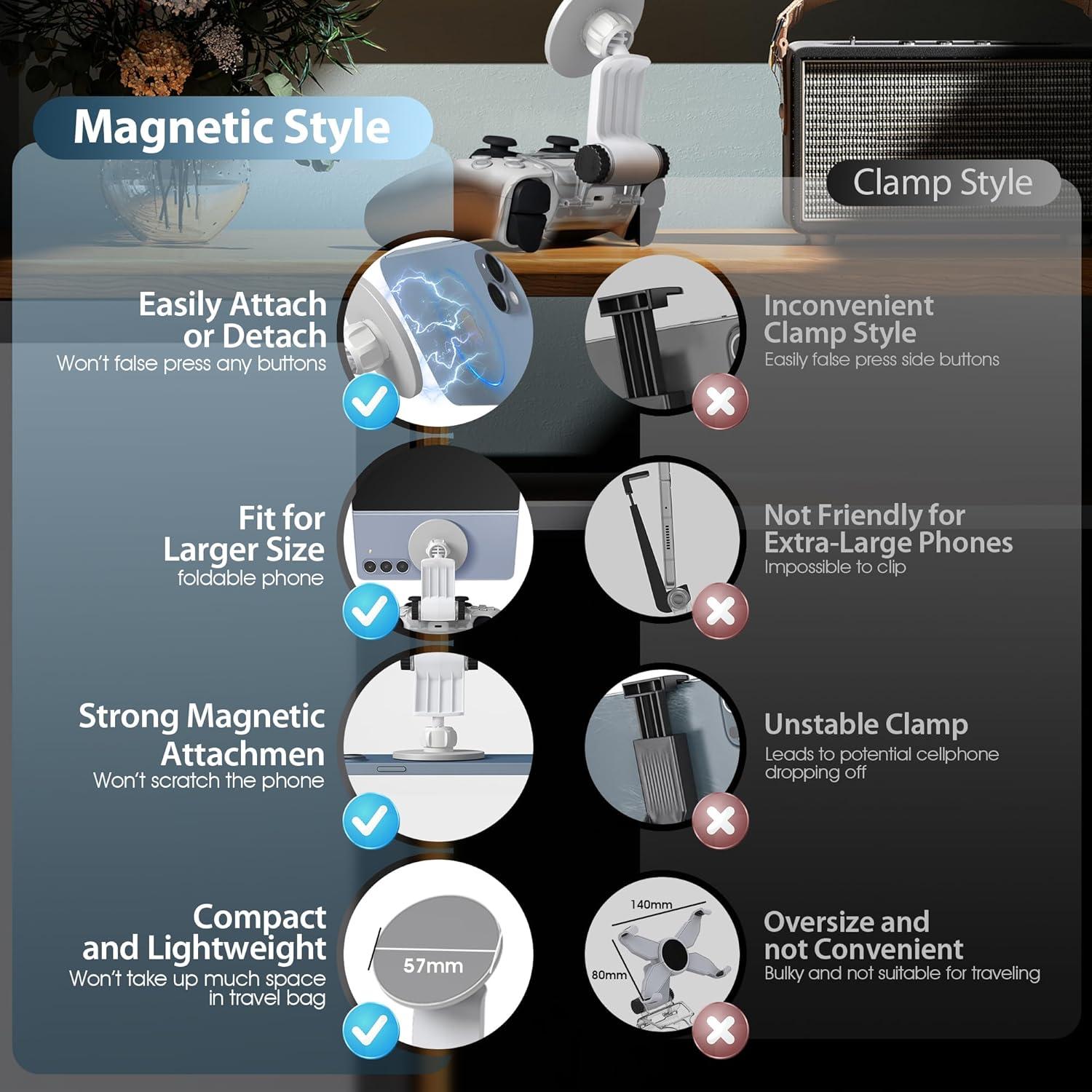Soporte Magnético para Teléfono Orzero PS5 Dualsense Plata