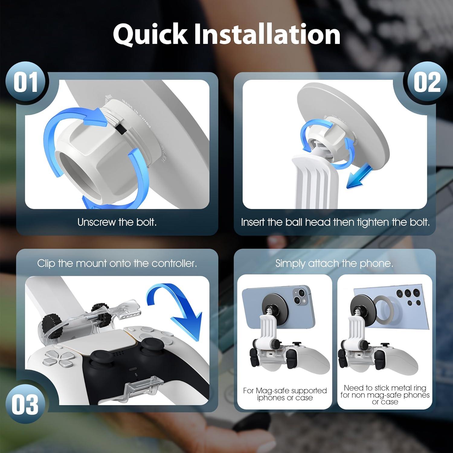 Soporte Magnético para Teléfono Orzero PS5 Dualsense Plata