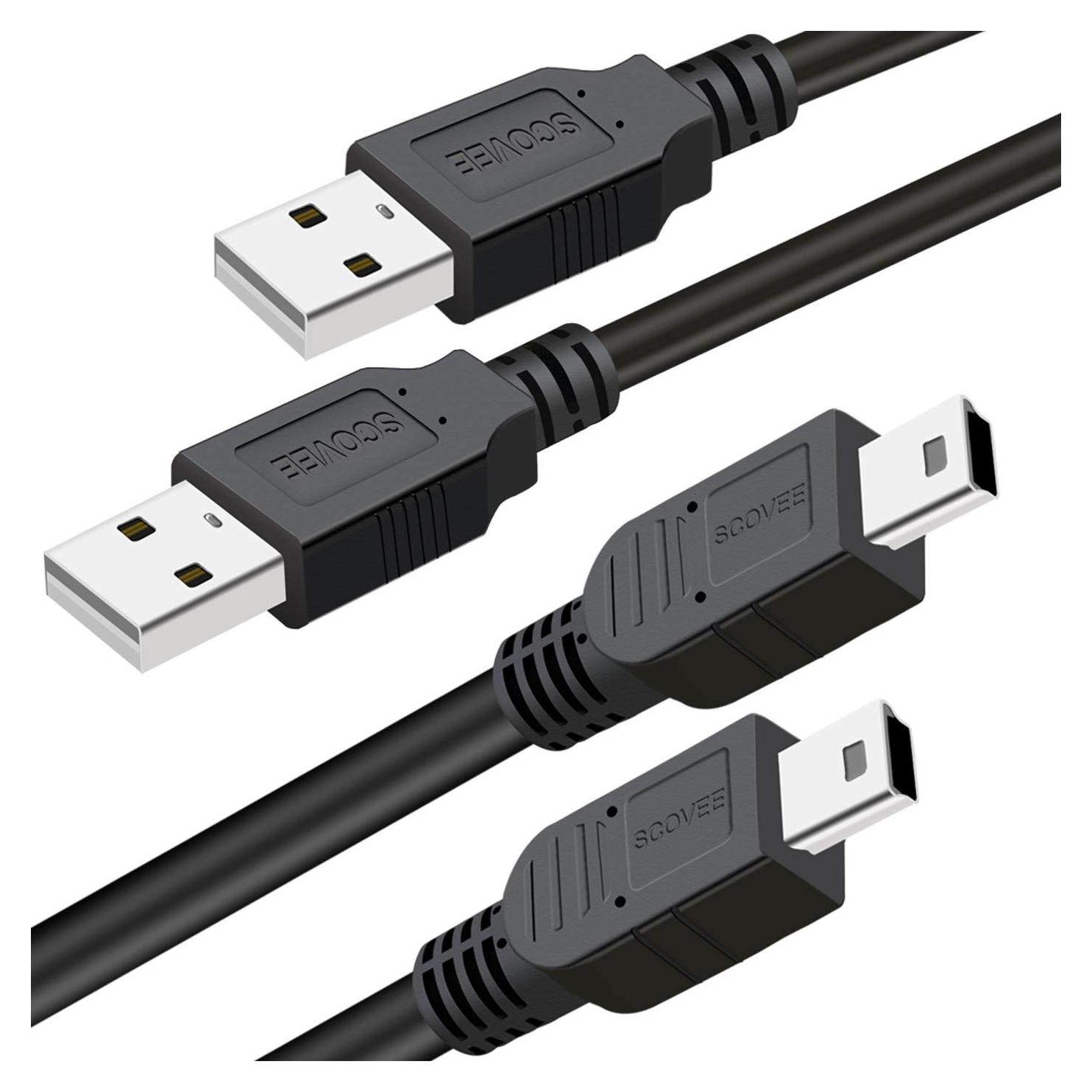 Cable de carga PS3 SCOVEE 2x10 pies Mini USB para DualShock