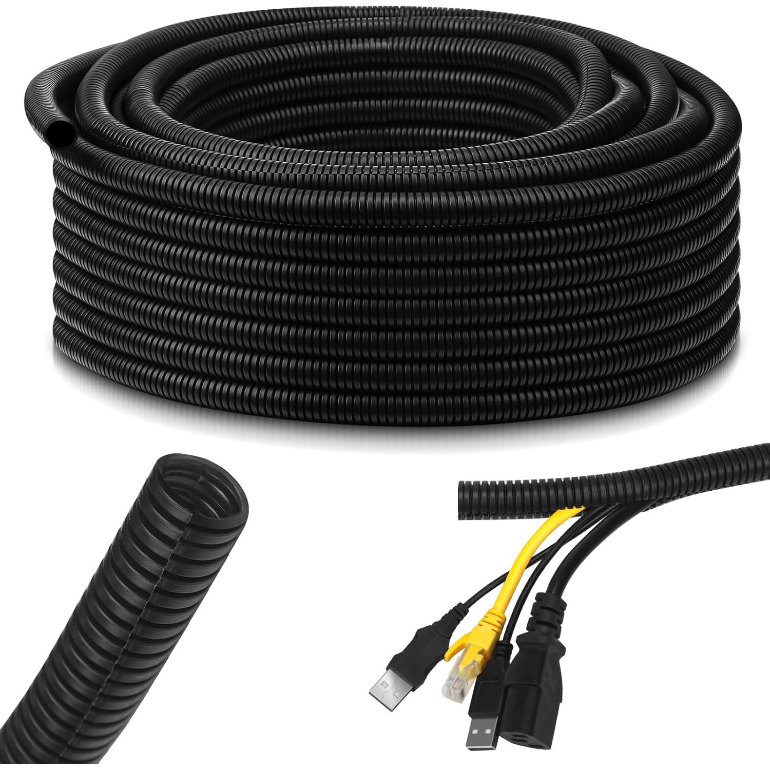 Manga de Cable Retardante de Llama Kanayu 1.27 cm x 30.48 m Negro