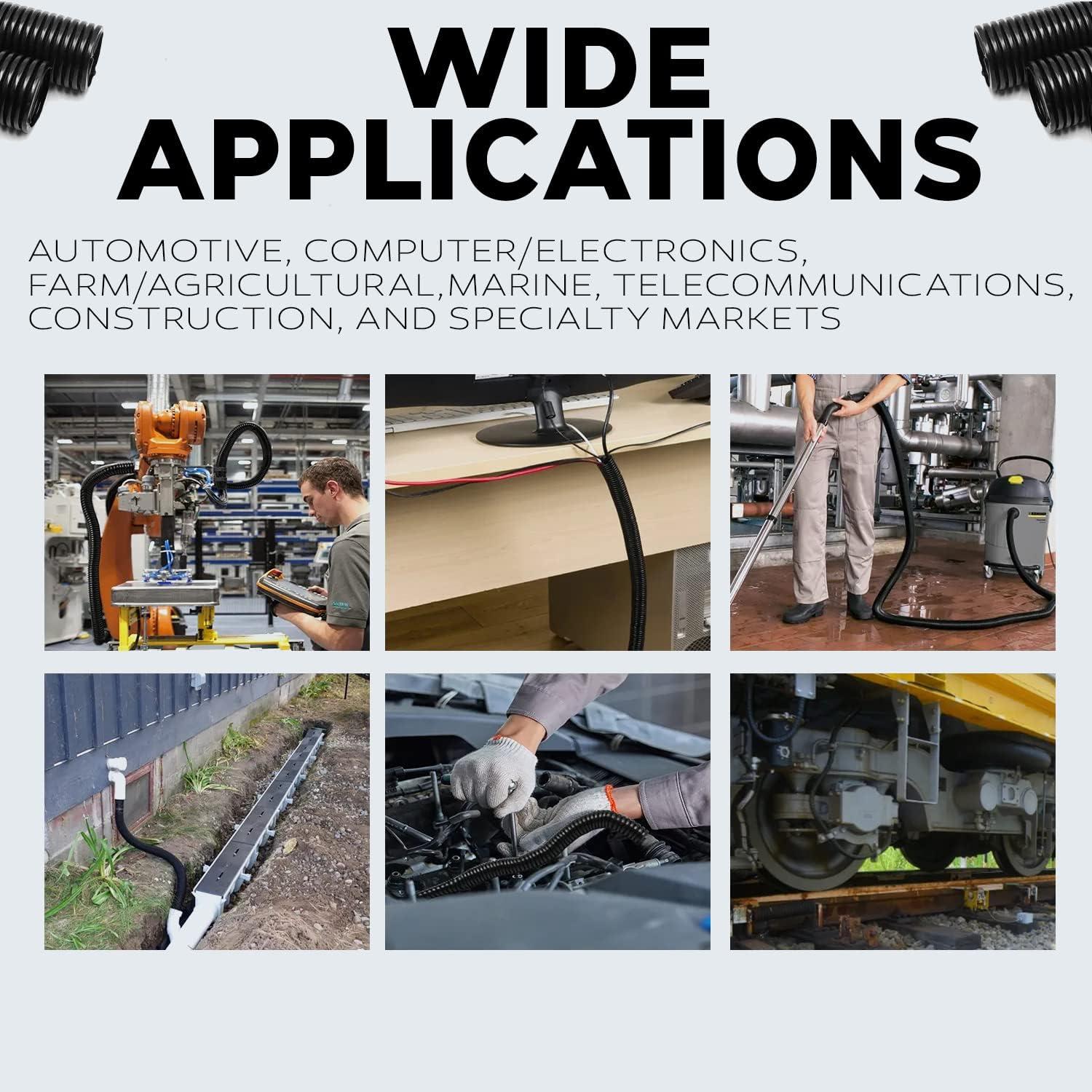 Paquete de 3 Tubos Convolutos Flex-Guard 6.1 m Negro