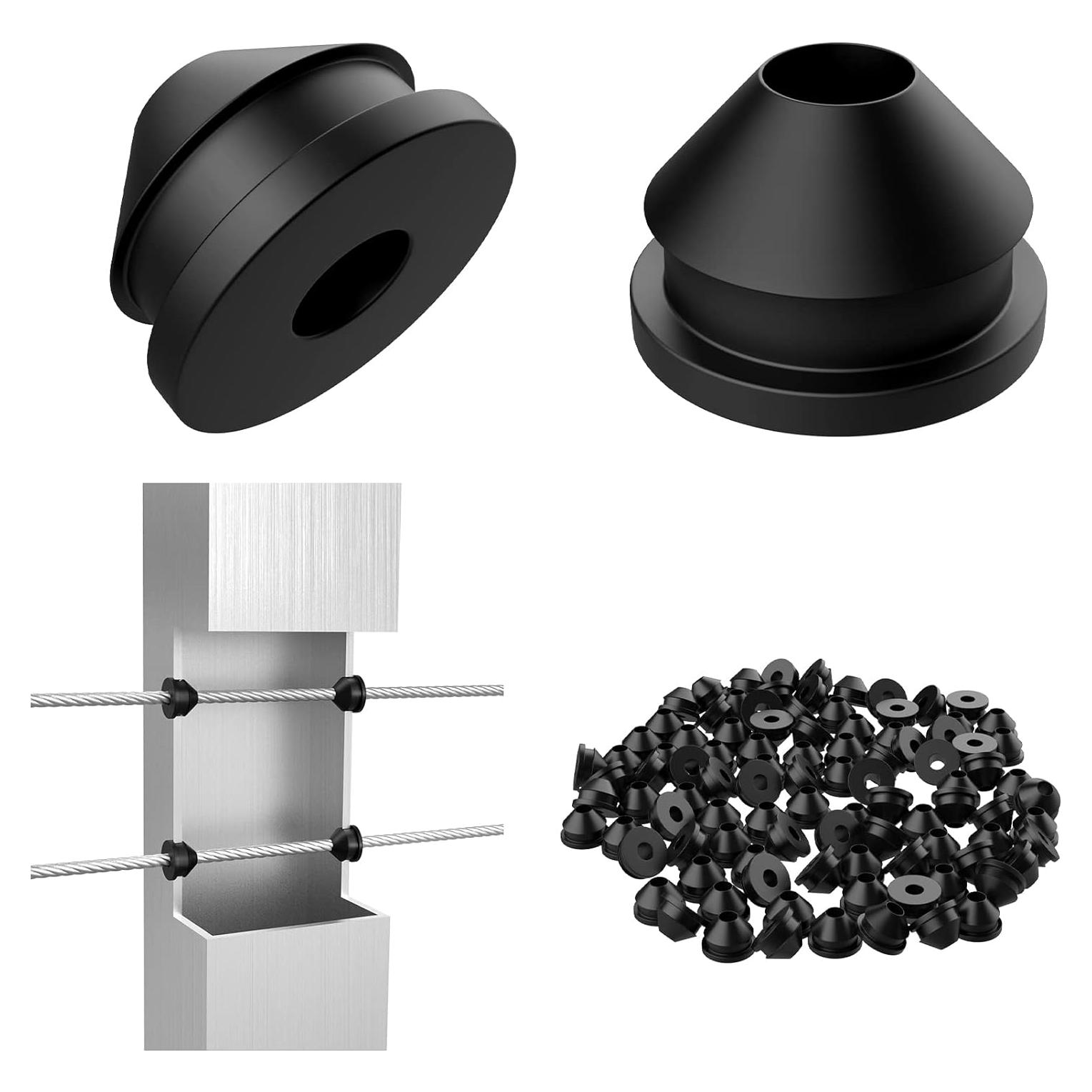 Grommets de Caucho CKE para Cable Railing 100 Pcs 1/8" a 3/16"